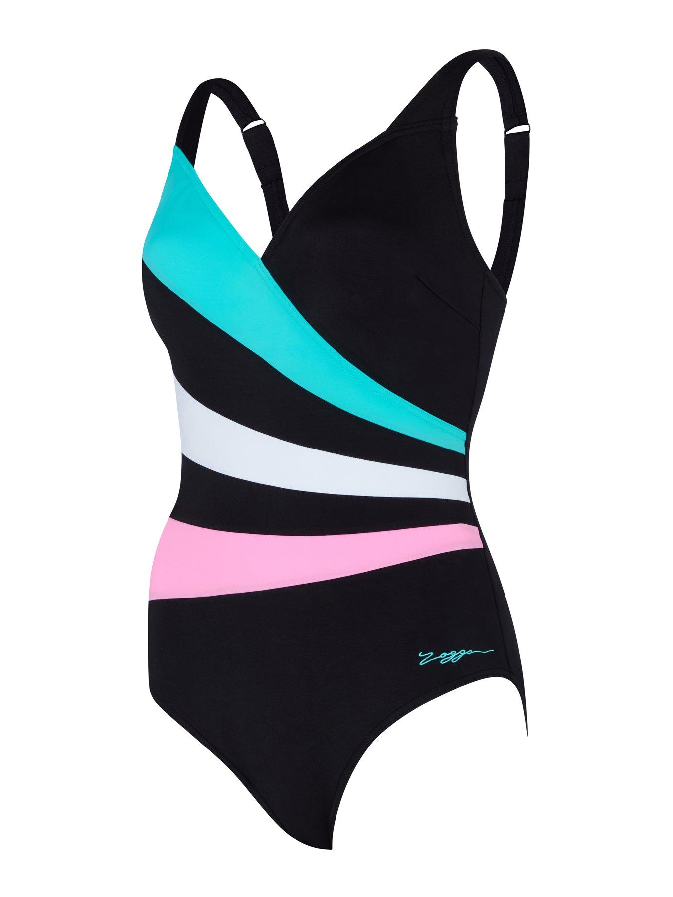  image of zoggs-womens-swim-wrap-panel-classicback-swimsuit-multi