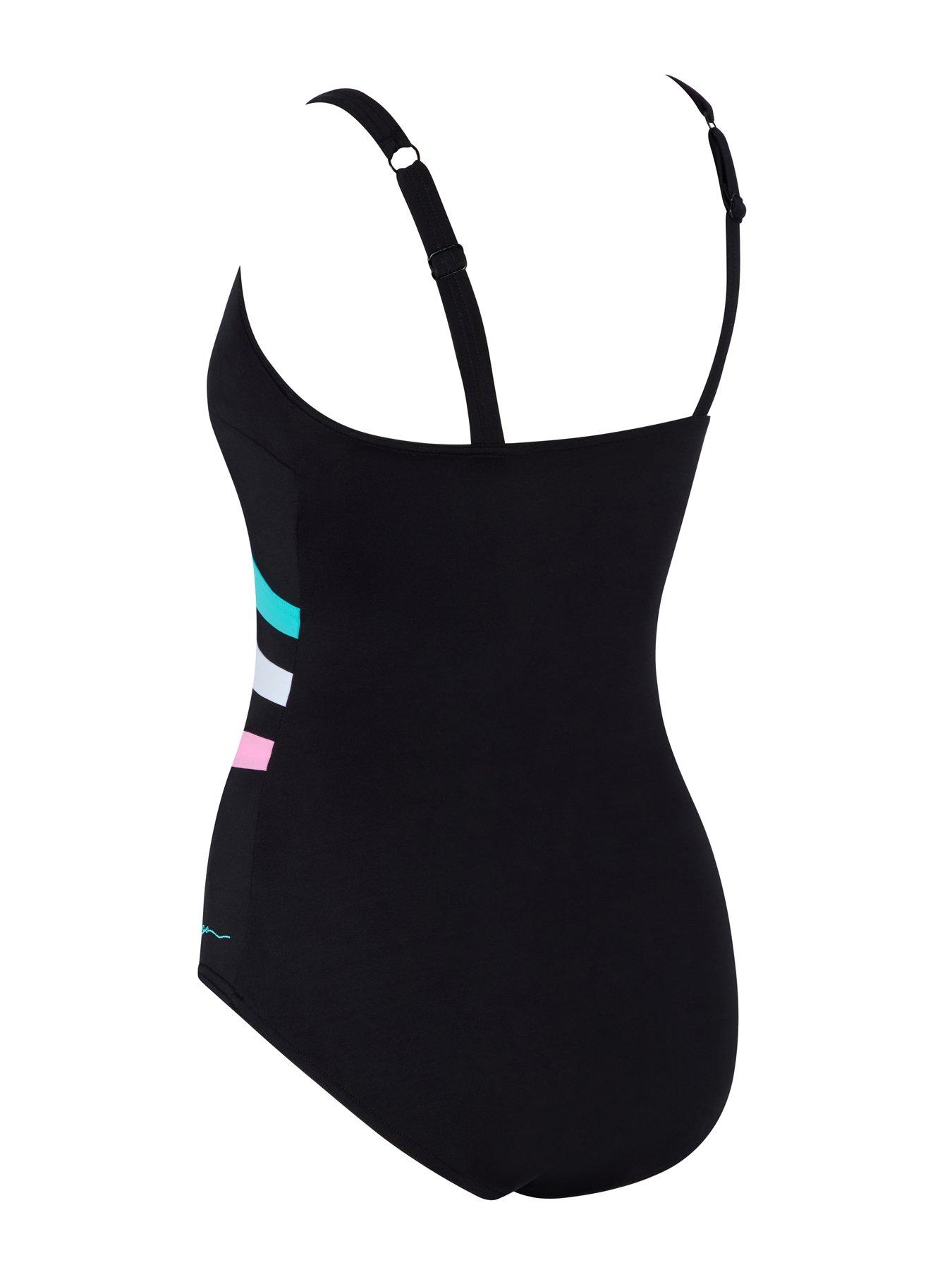  image of zoggs-womens-swim-wrap-panel-classicback-swimsuit-multi