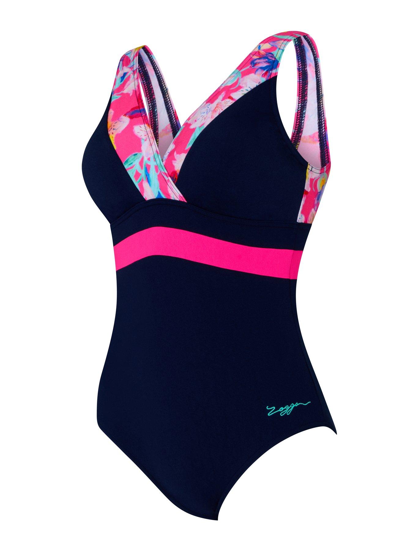  image of zoggs-womens-swim-squareback-back-panel-swimsuit-multi