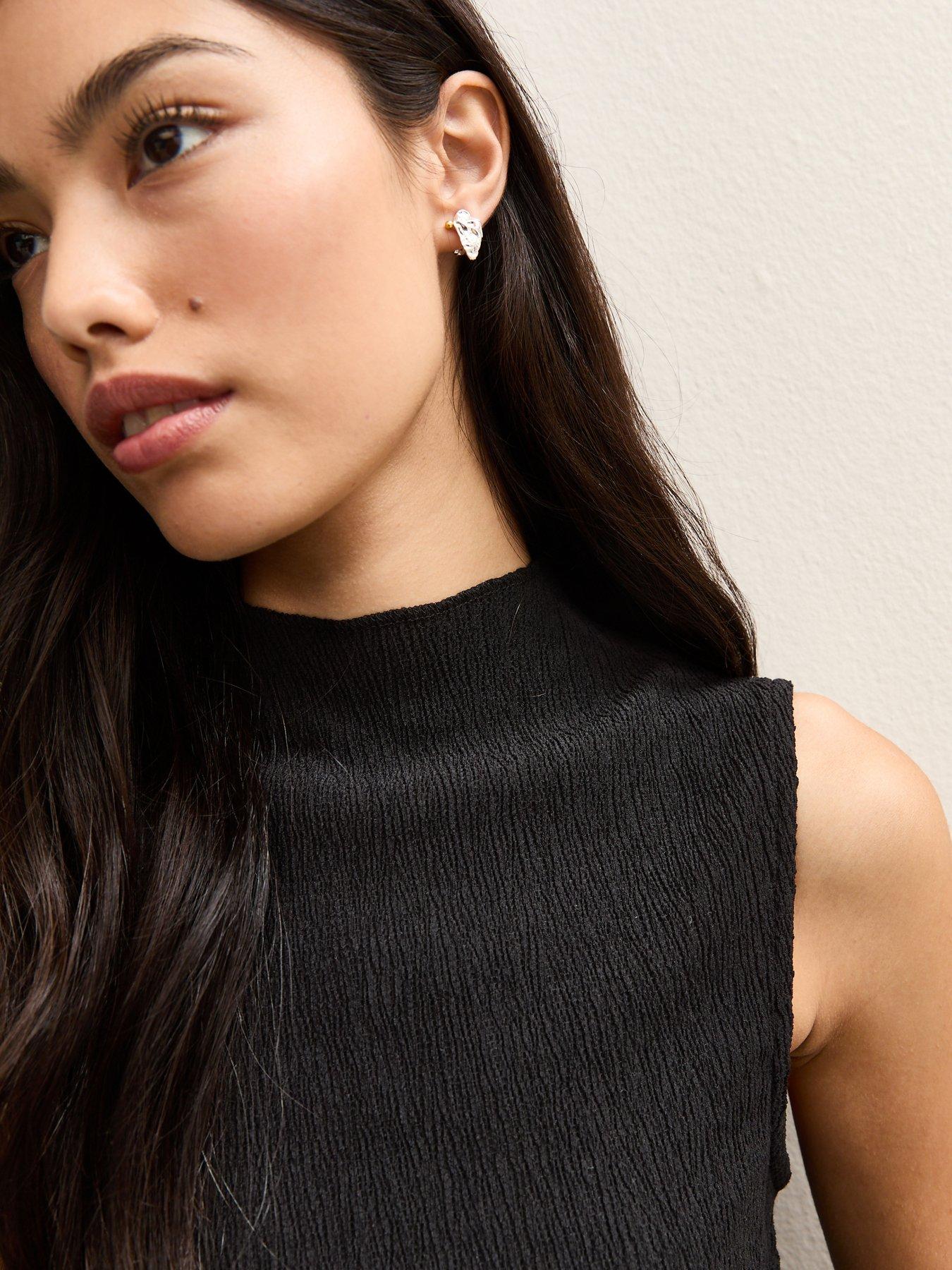  image of new-look-textured-jersey-ruched-tank-top-black