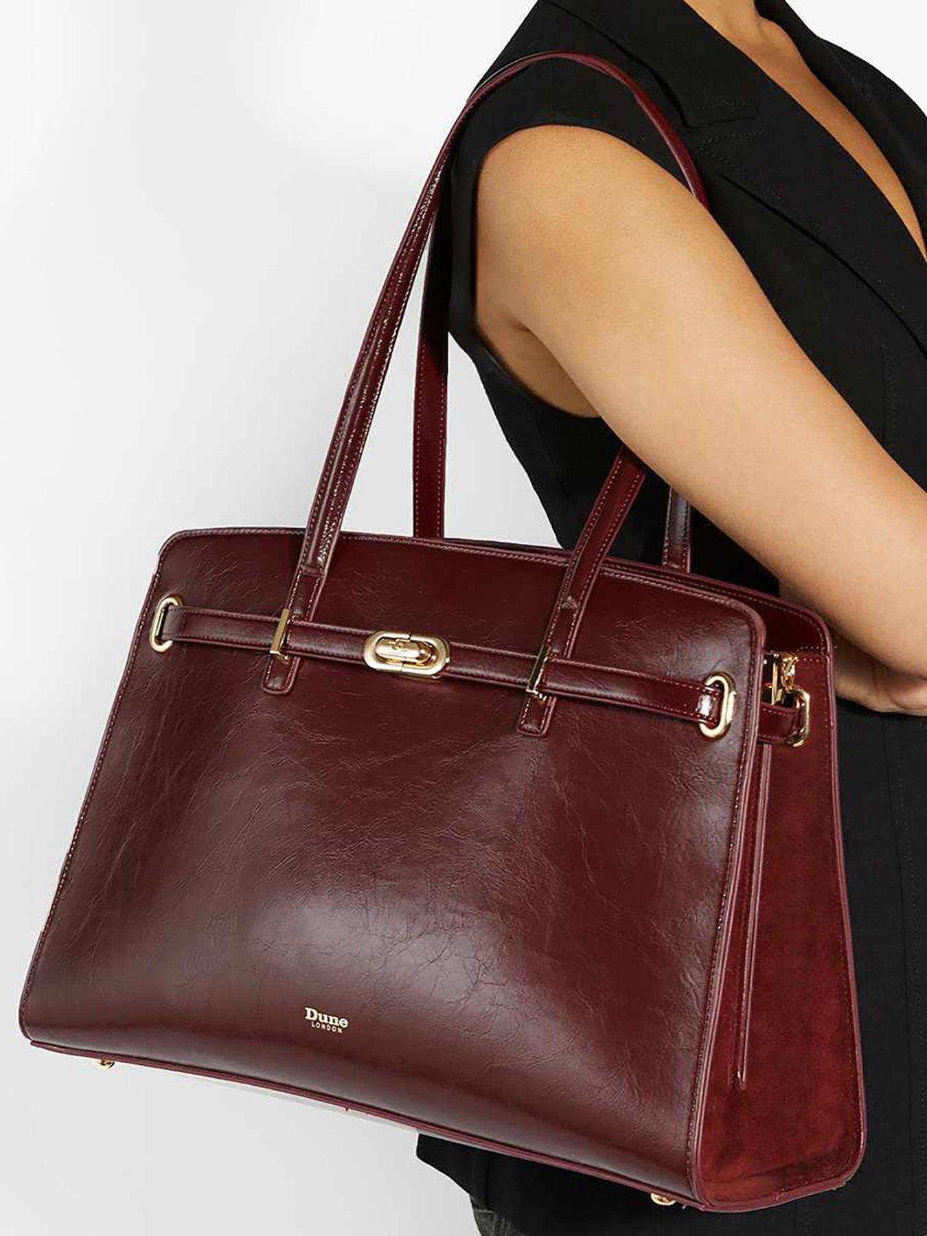  image of dune-london-define-large-belted-tote-dark-red