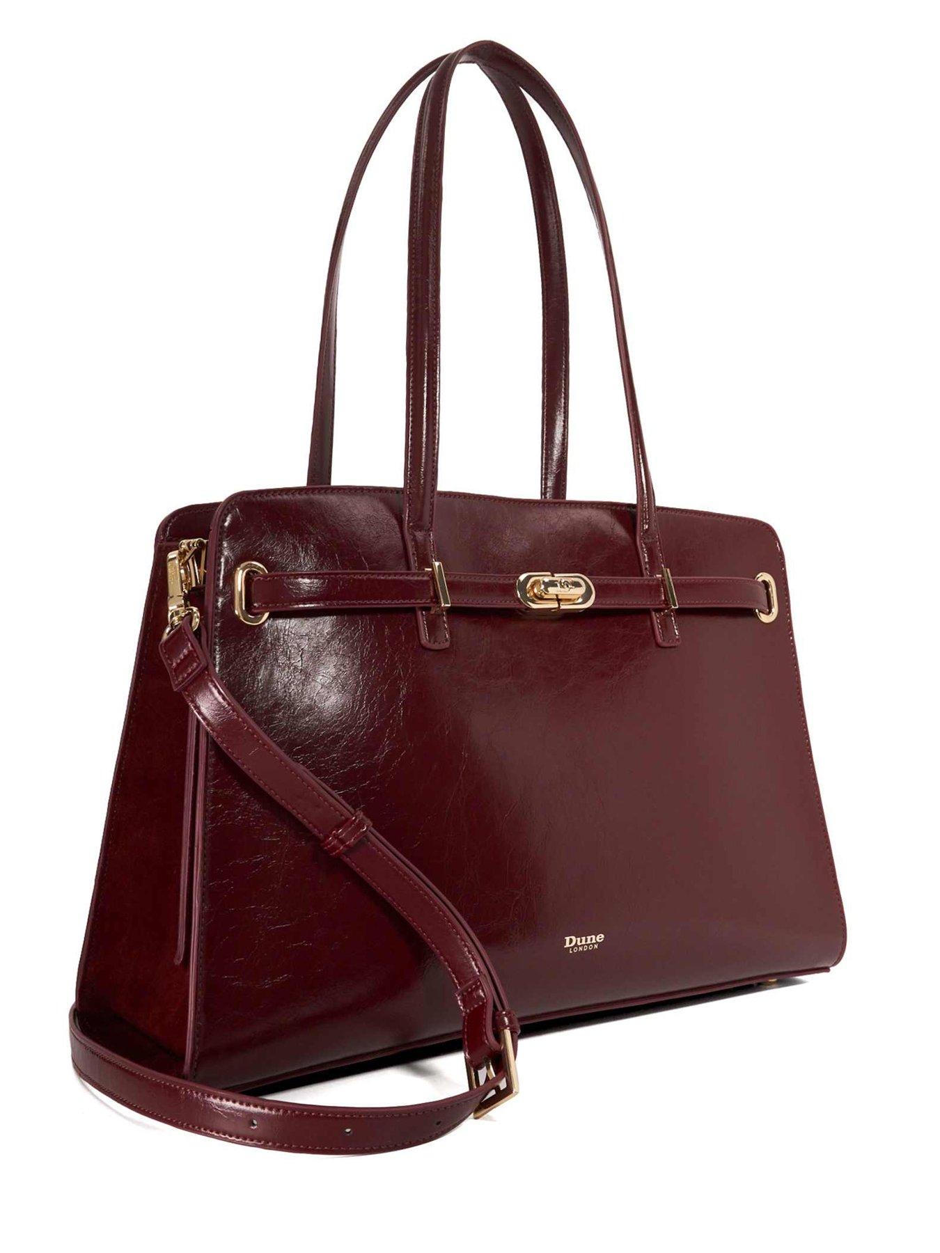  image of dune-london-define-large-belted-tote-dark-red