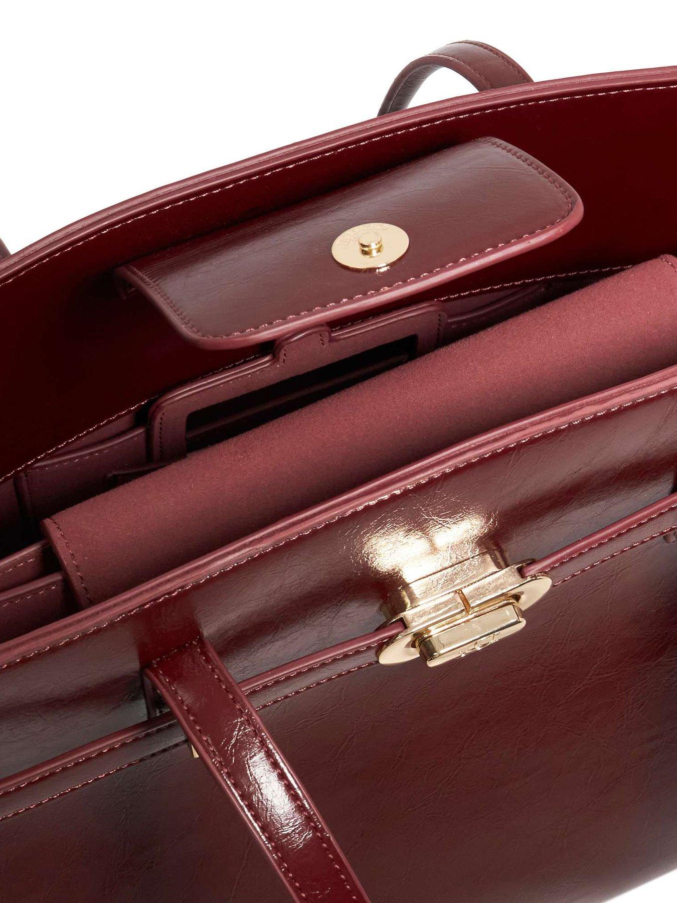  image of dune-london-define-large-belted-tote-dark-red