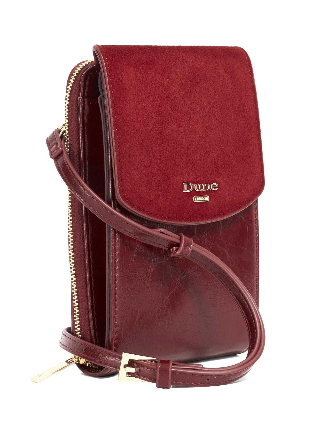  image of dune-london-sunrise-basic-phone-cross-body-dark-red