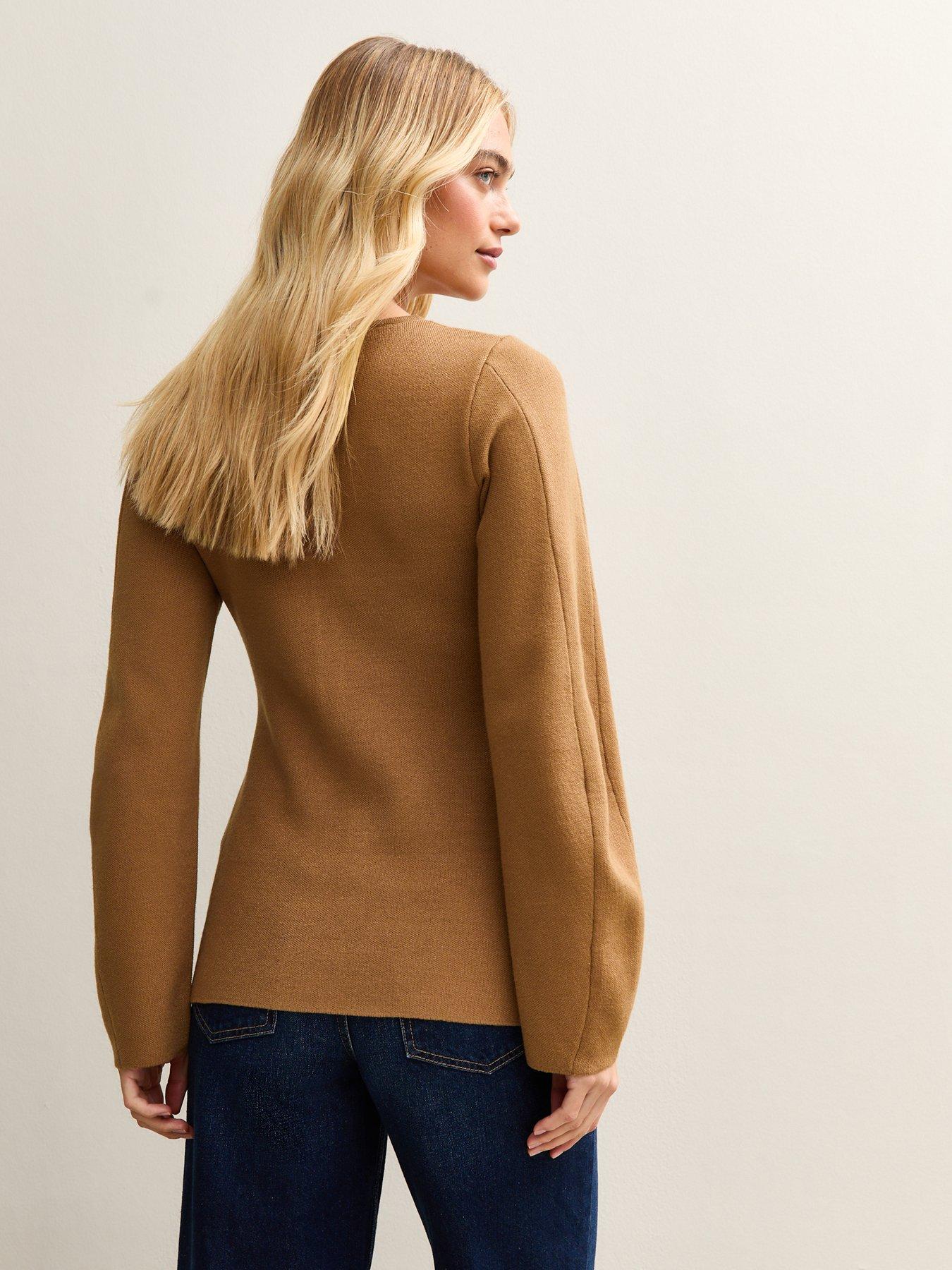 Image 2 of 5 of New Look Camel Compact Knit Longline Cardigan