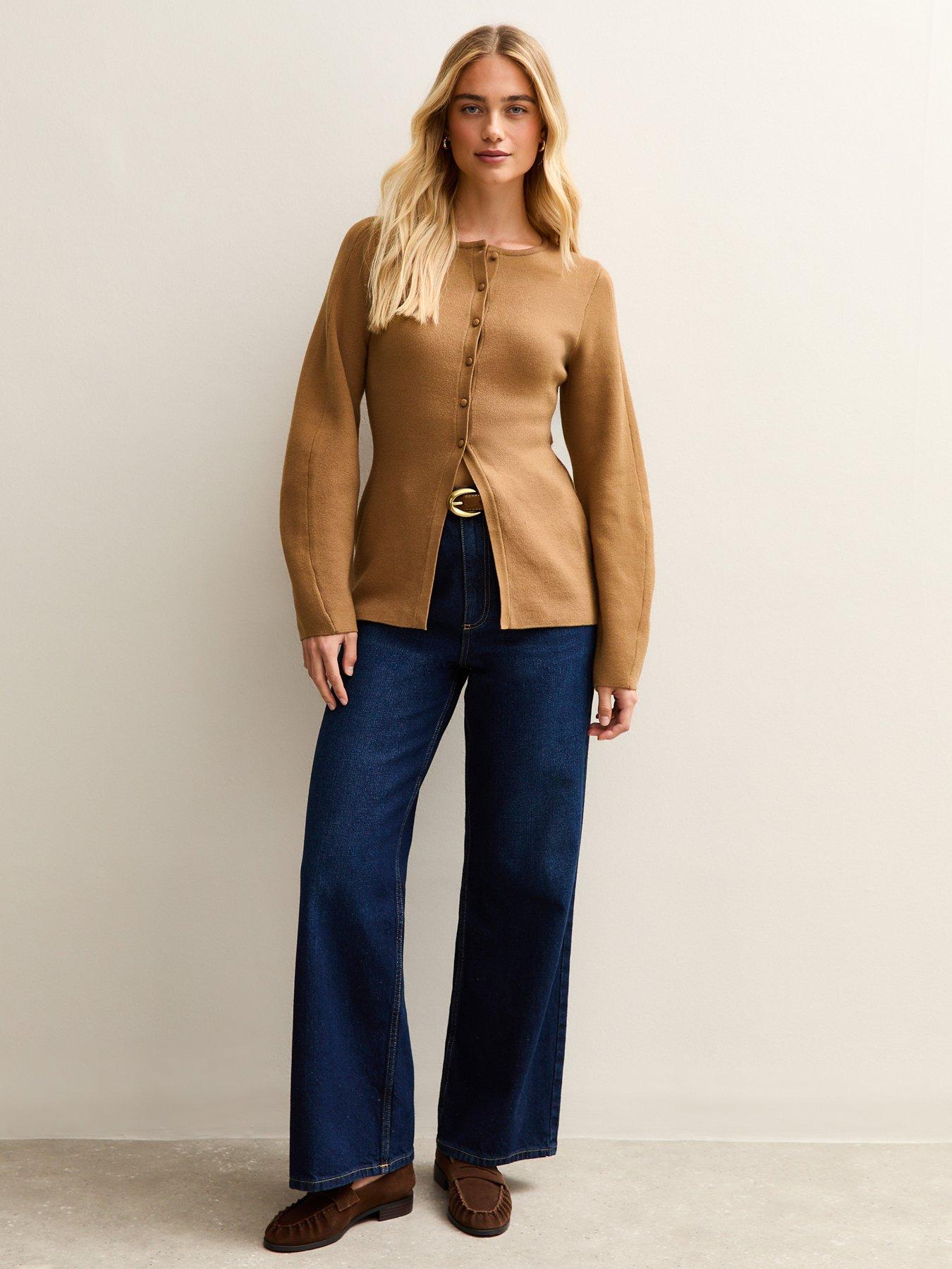 Image 3 of 5 of New Look Camel Compact Knit Longline Cardigan