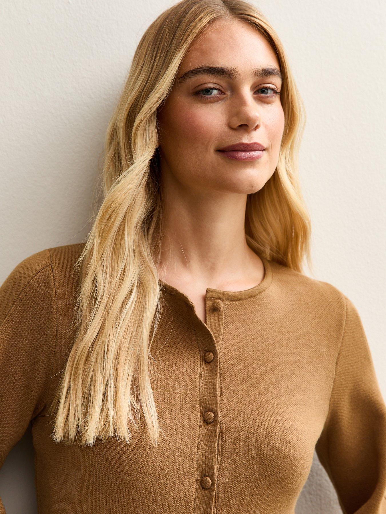 Image 4 of 5 of New Look Camel Compact Knit Longline Cardigan