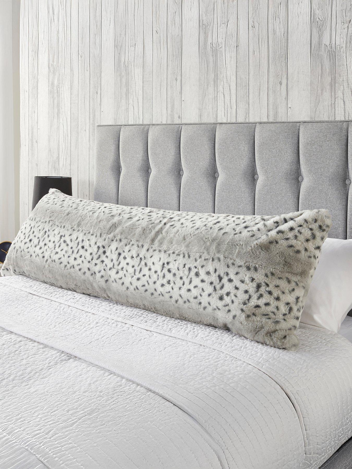  image of very-home-faux-fur-bolster-pillow-137cm-snow-leopard