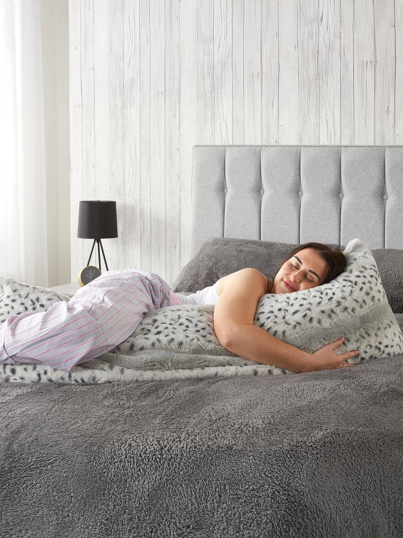  image of very-home-faux-fur-bolster-pillow-137cm-snow-leopard