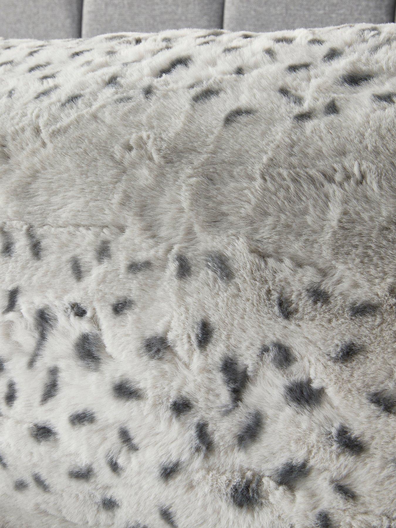  image of very-home-faux-fur-bolster-pillow-137cm-snow-leopard