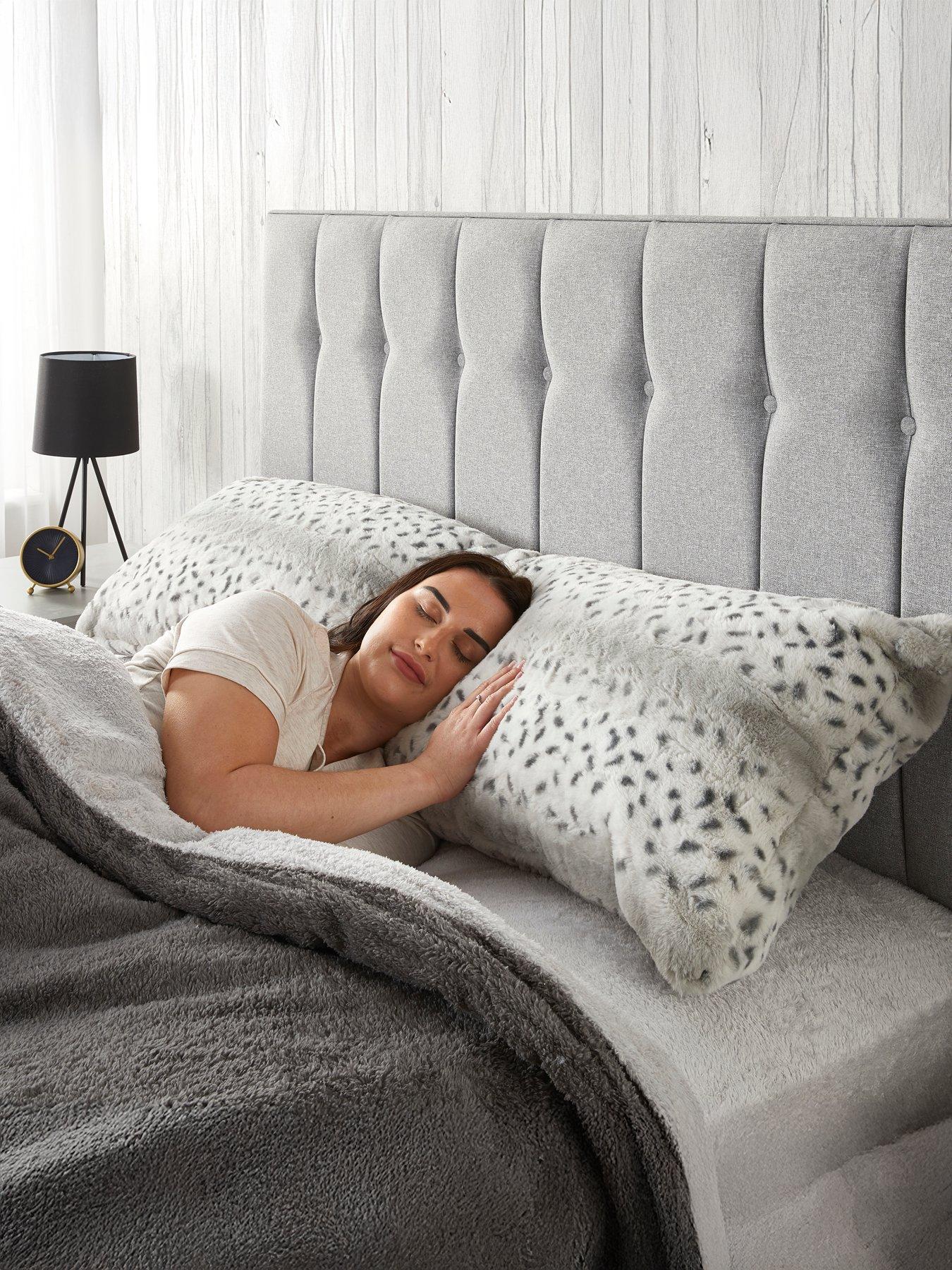  image of very-home-faux-fur-bolster-pillow-137cm-snow-leopard