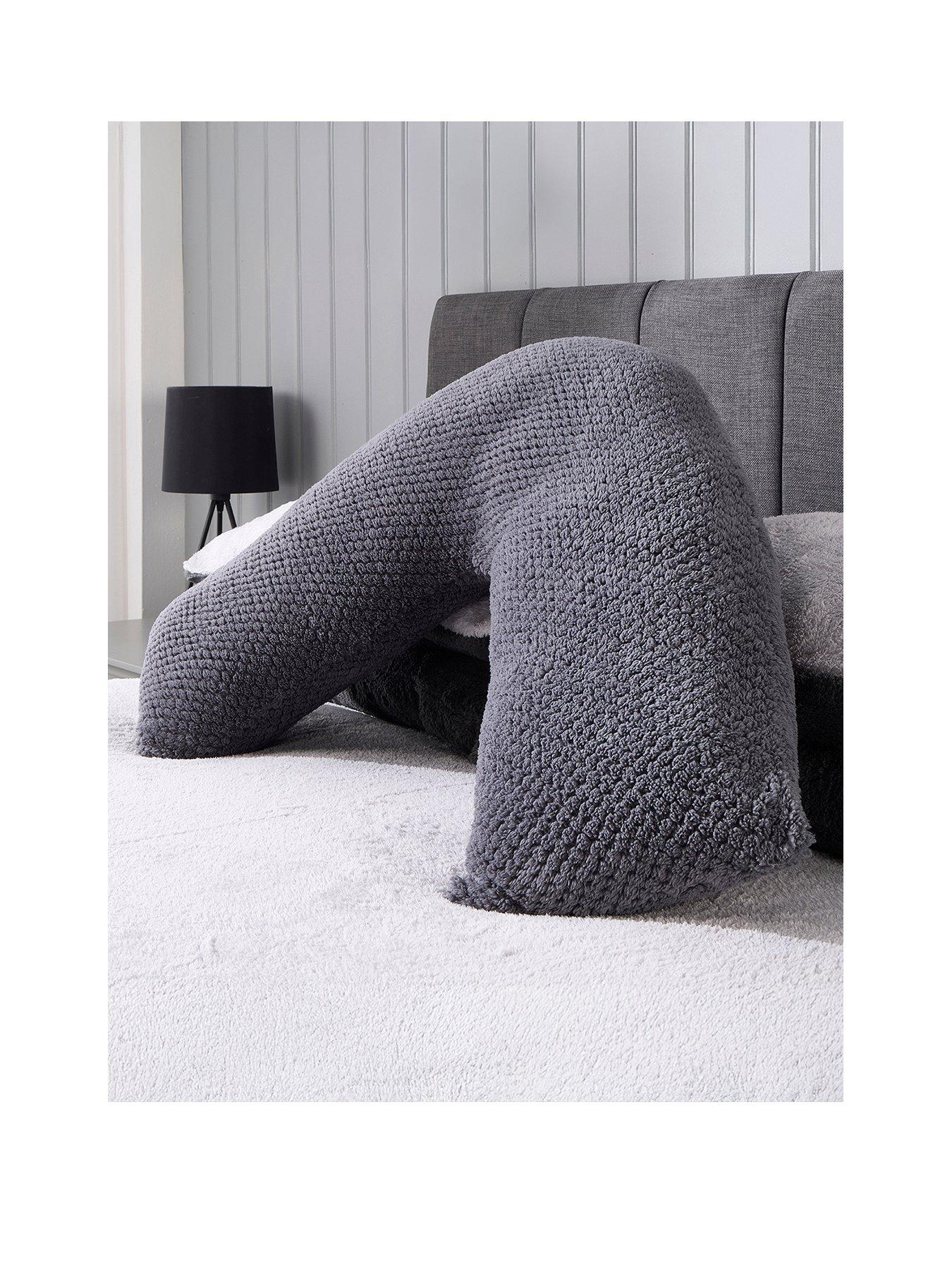 The Very Collection Waffle V Shaped Pillow - Charcoal