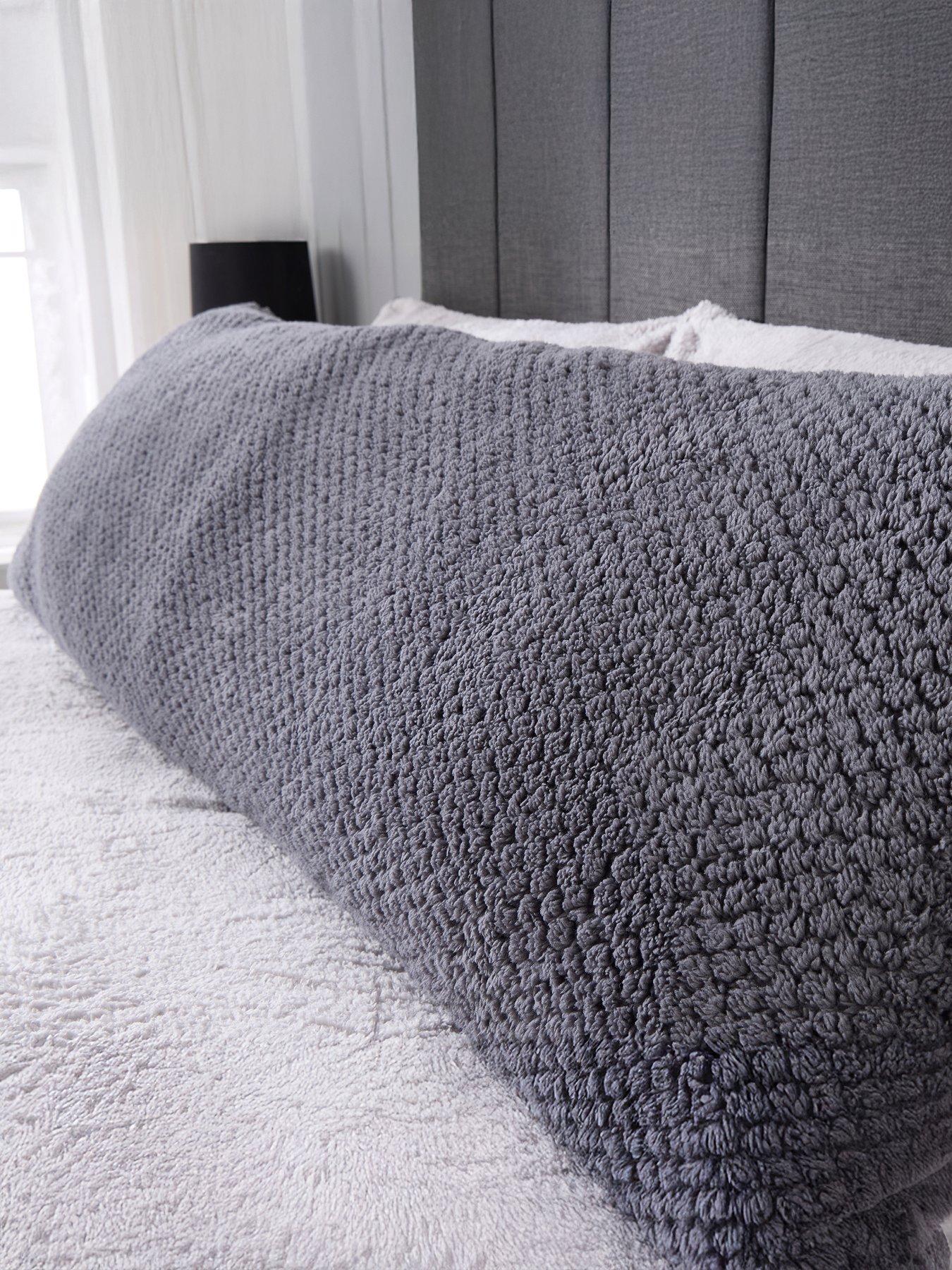  image of very-home-waffle-bolster-pillow-137cm-charcoal