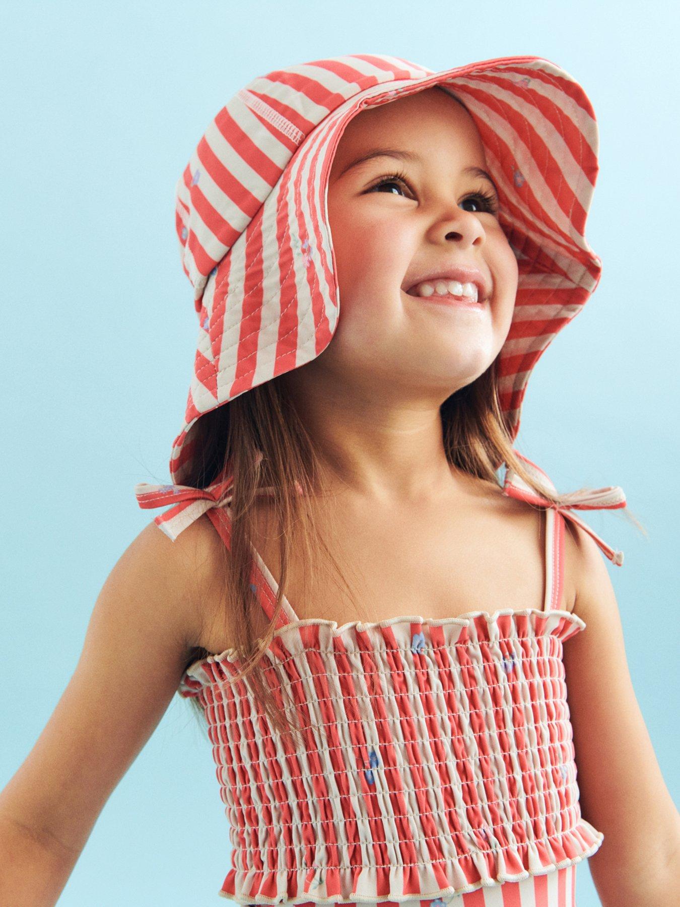 Wheat Girls Uv Stripe Sunhat - Red