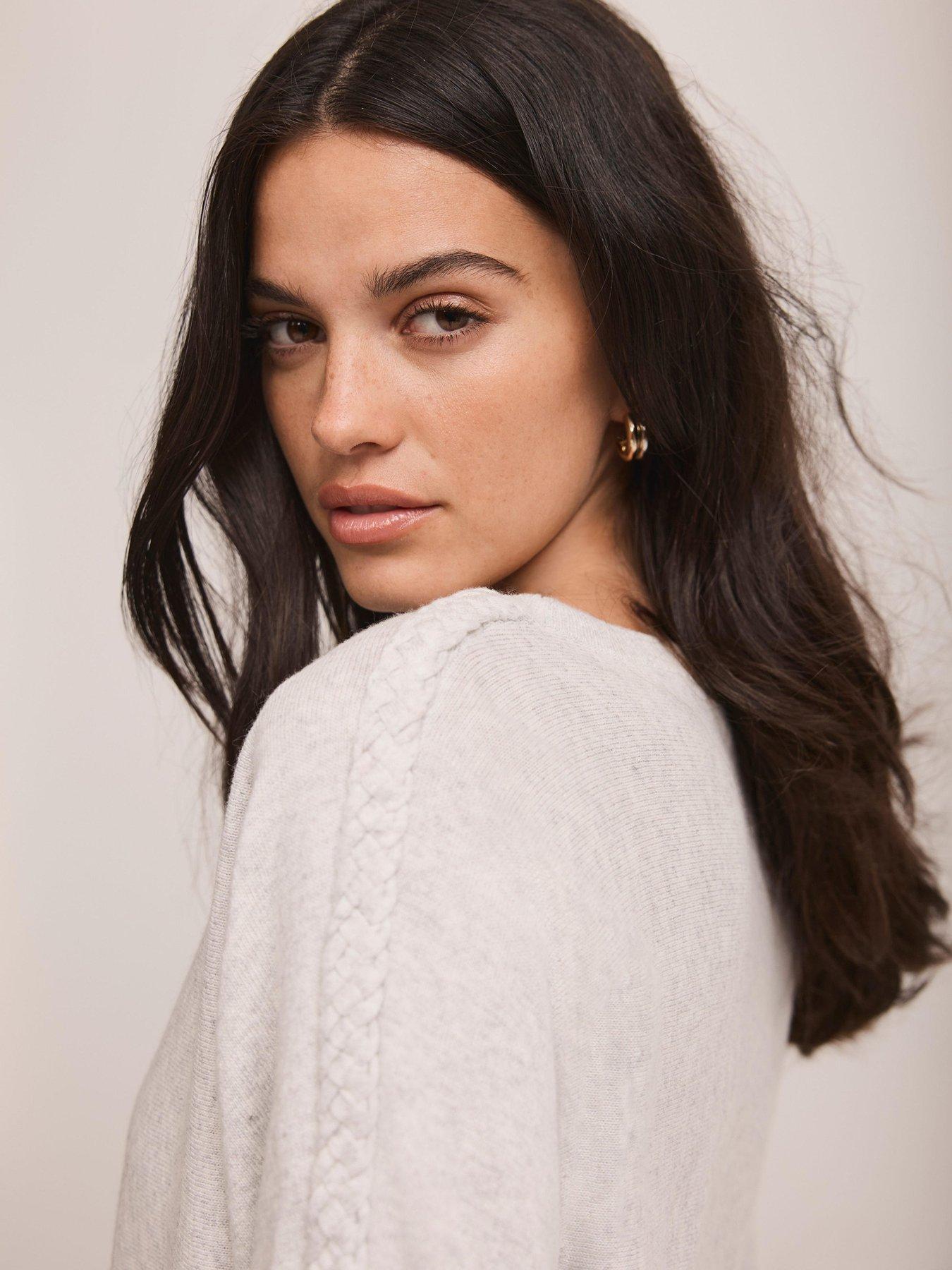 Image 4 of 6 of Mint Velvet Plait Detail Batwing Jumper - Grey