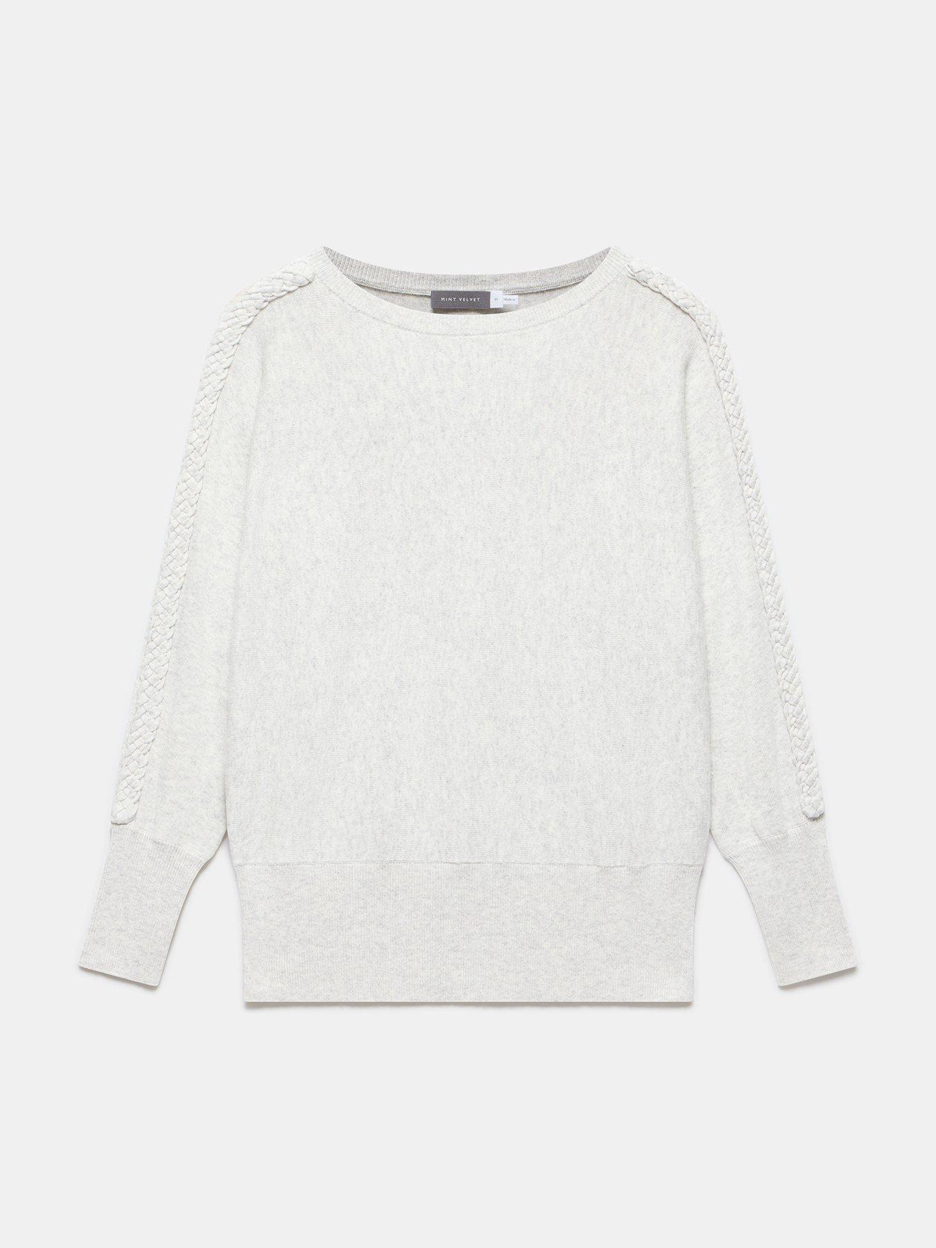 Image 5 of 6 of Mint Velvet Plait Detail Batwing Jumper - Grey