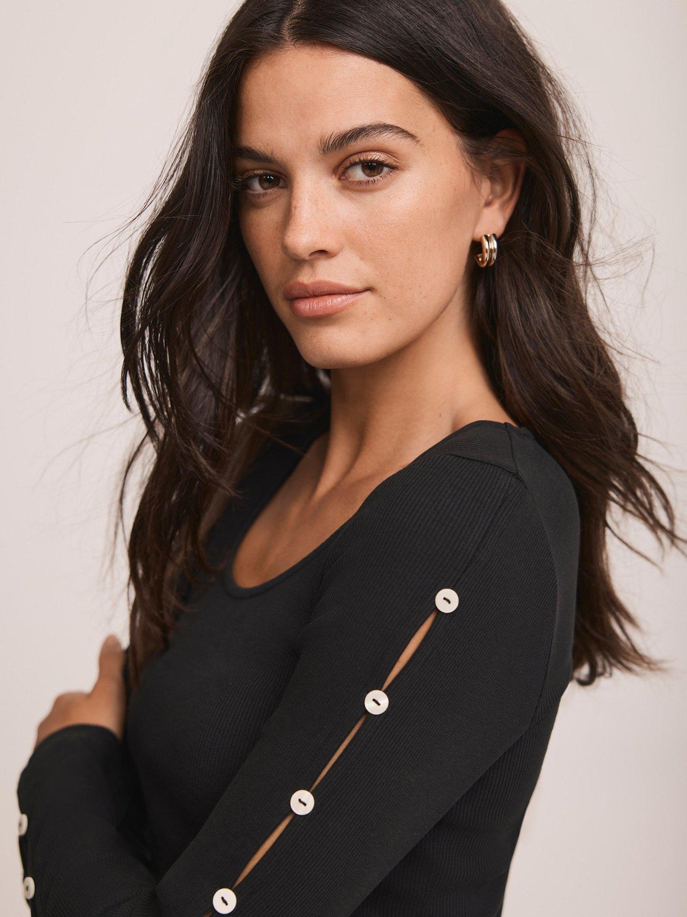  image of mint-velvet-scoop-neck-rib-top-black