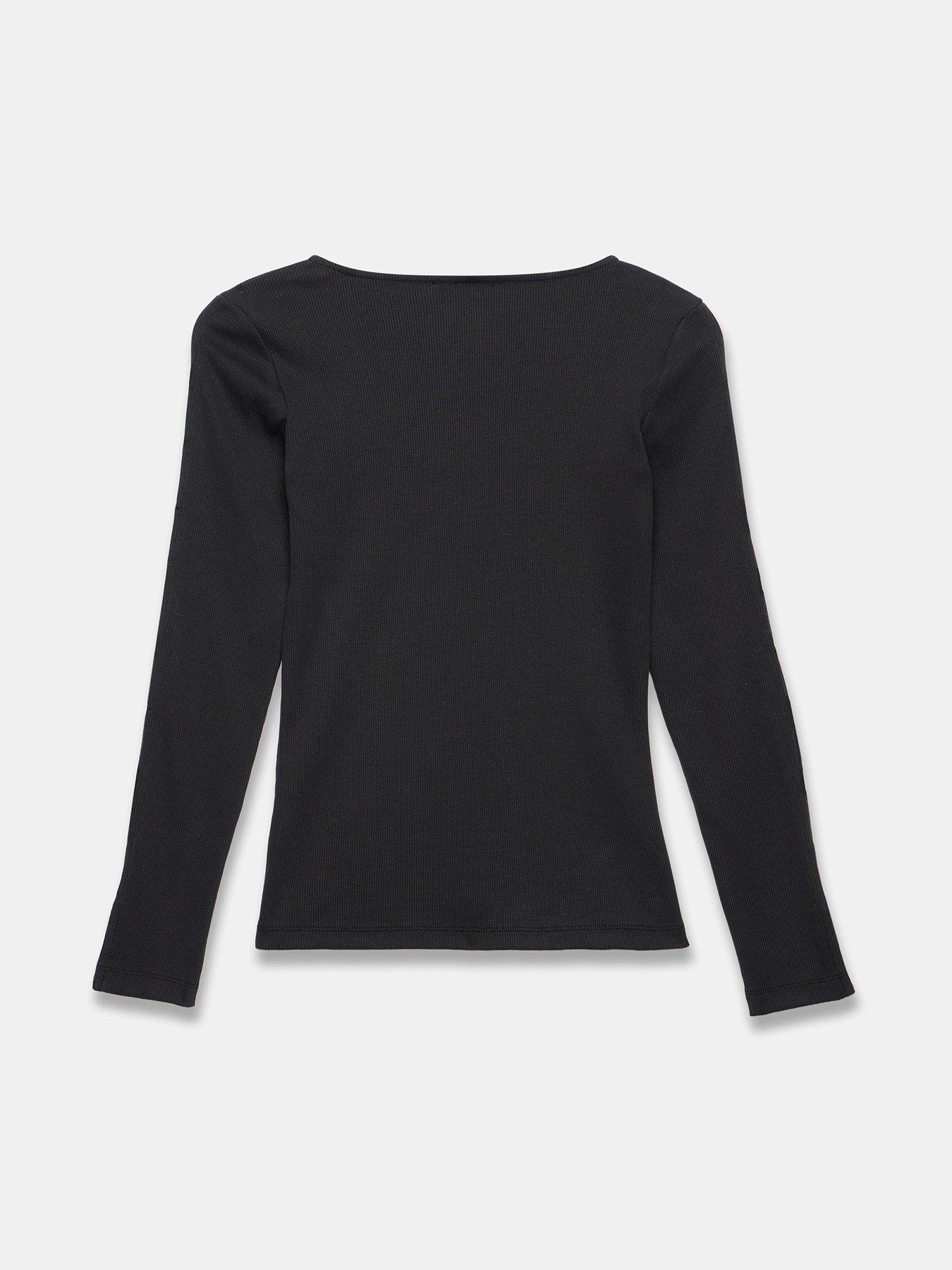  image of mint-velvet-scoop-neck-rib-top-black