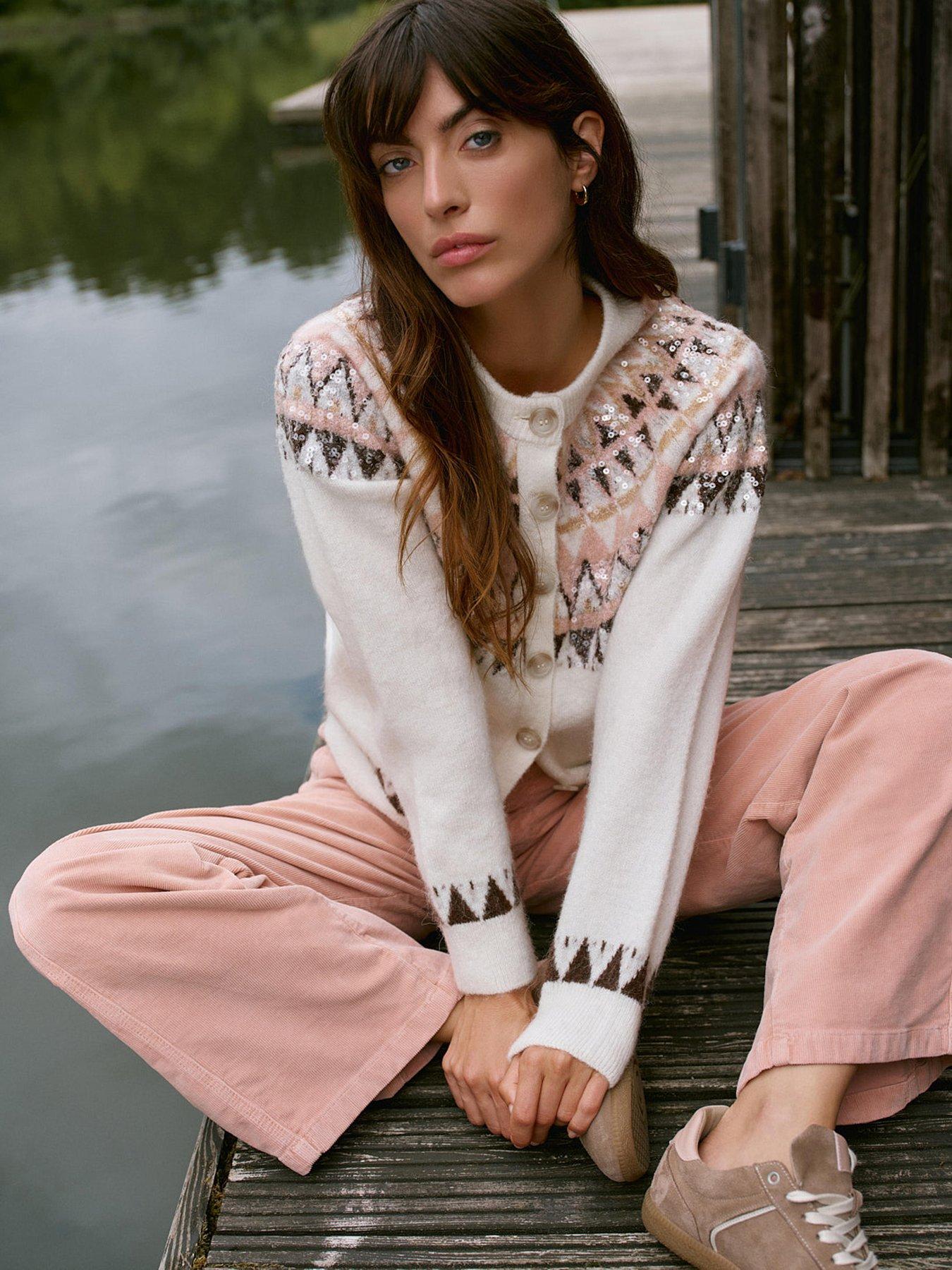  image of mint-velvet-cream-fairisle-yoke-cardigan-white