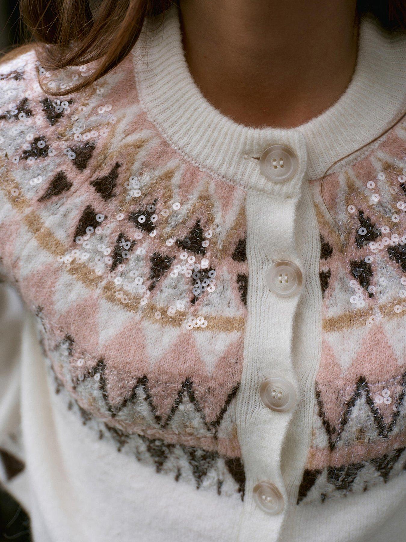  image of mint-velvet-cream-fairisle-yoke-cardigan-white