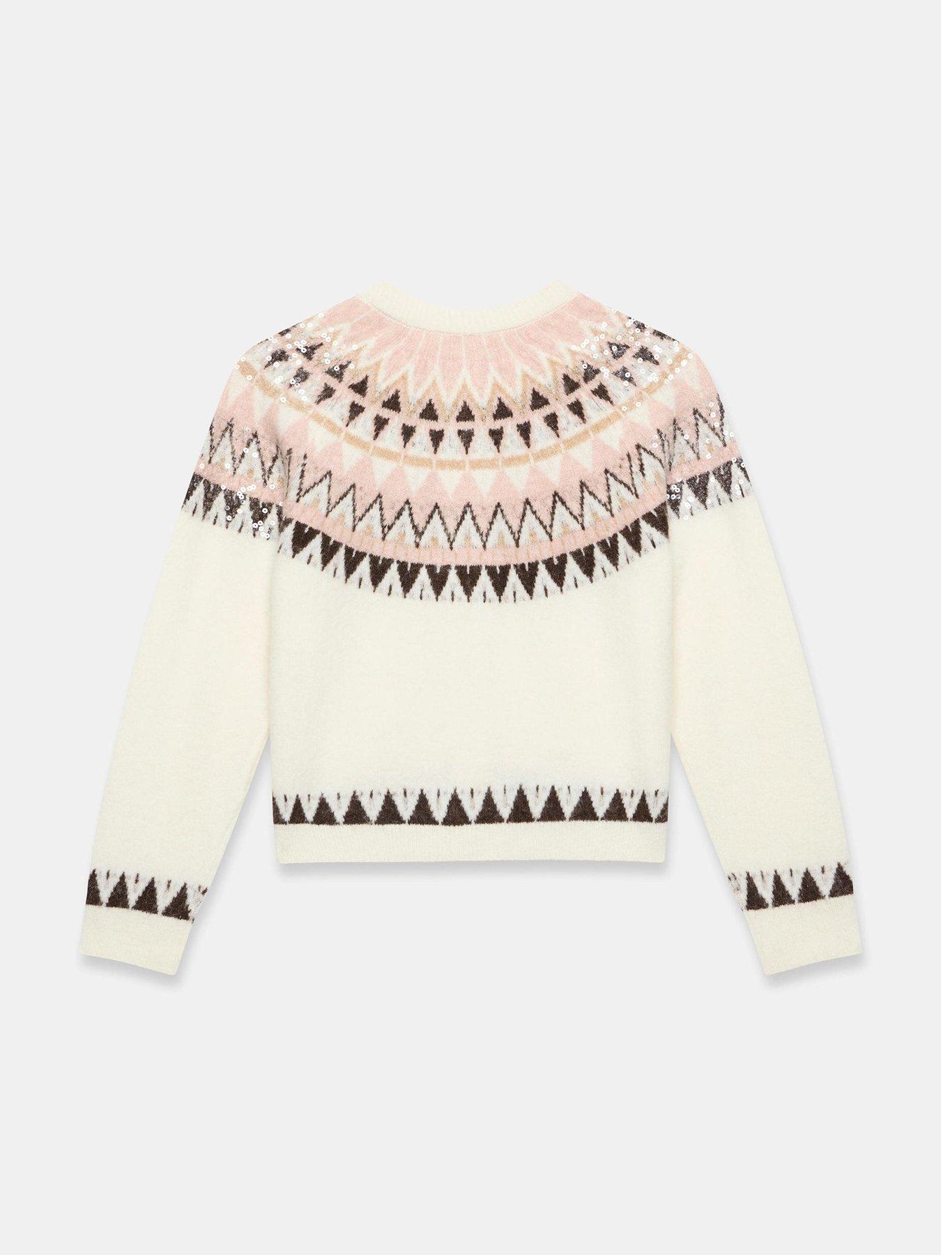  image of mint-velvet-cream-fairisle-yoke-cardigan-white