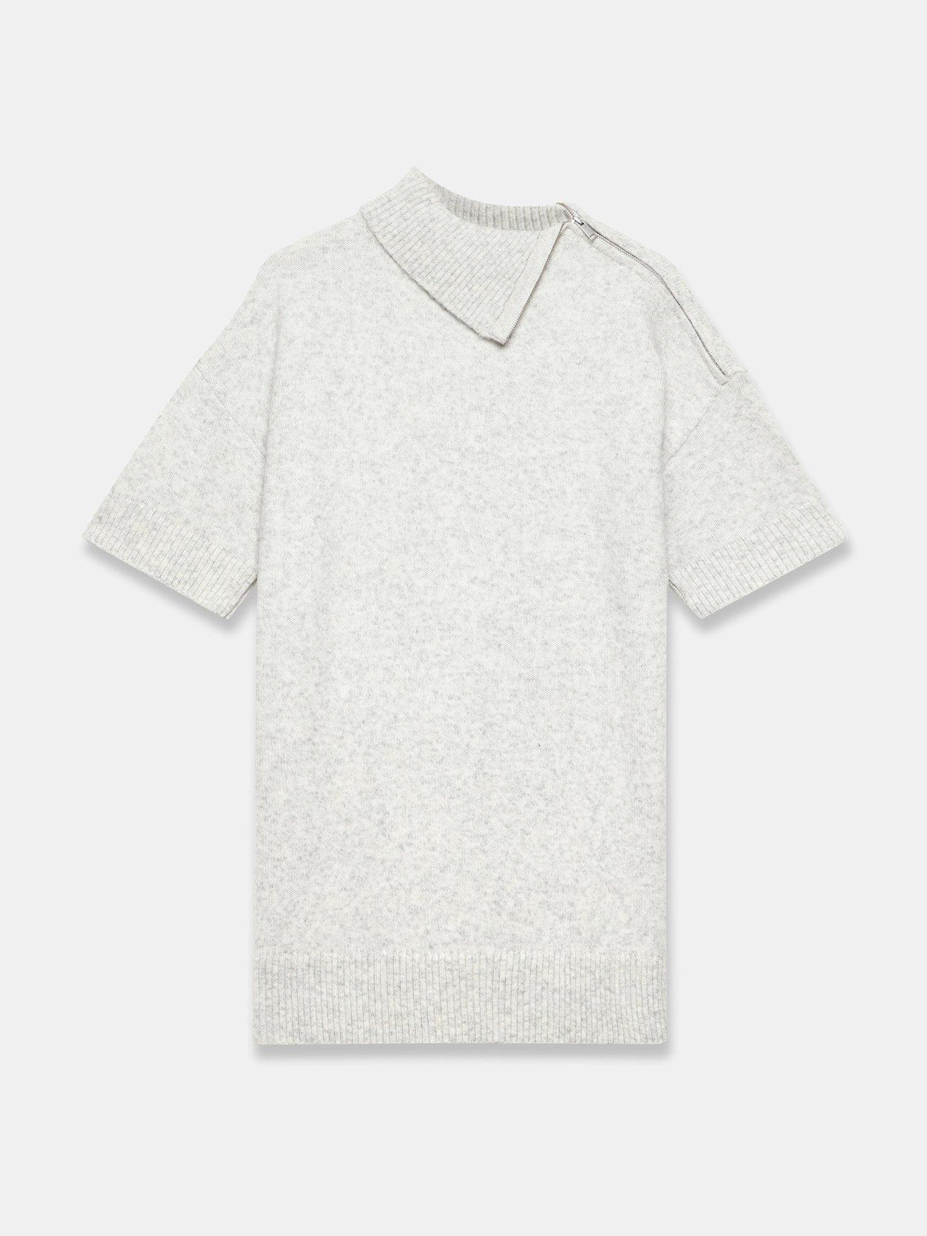 Image 5 of 6 of Mint Velvet Zip Neck Knit Mini Dress - Grey