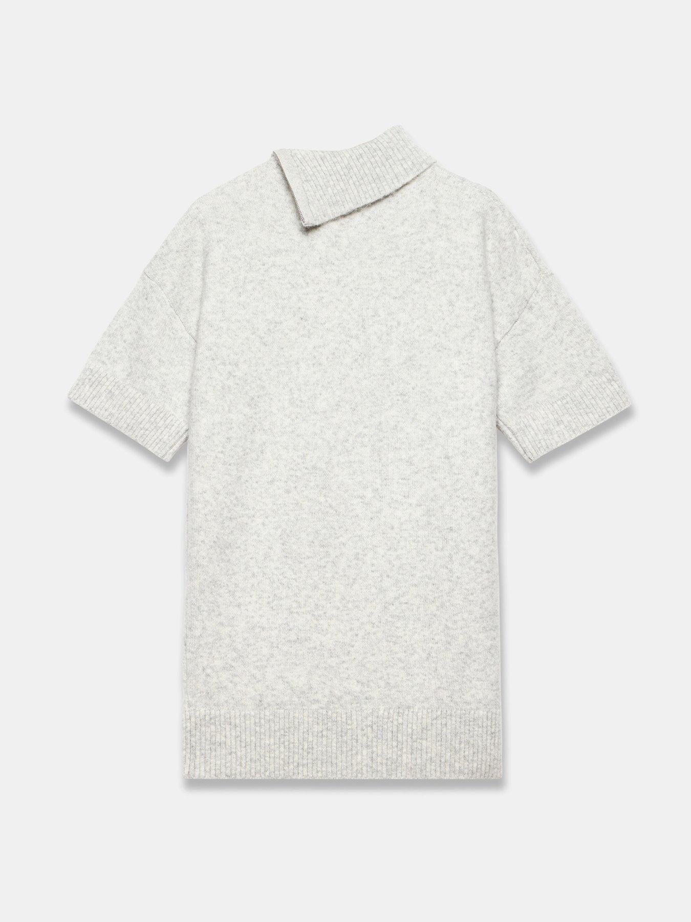 Image 6 of 6 of Mint Velvet Zip Neck Knit Mini Dress - Grey