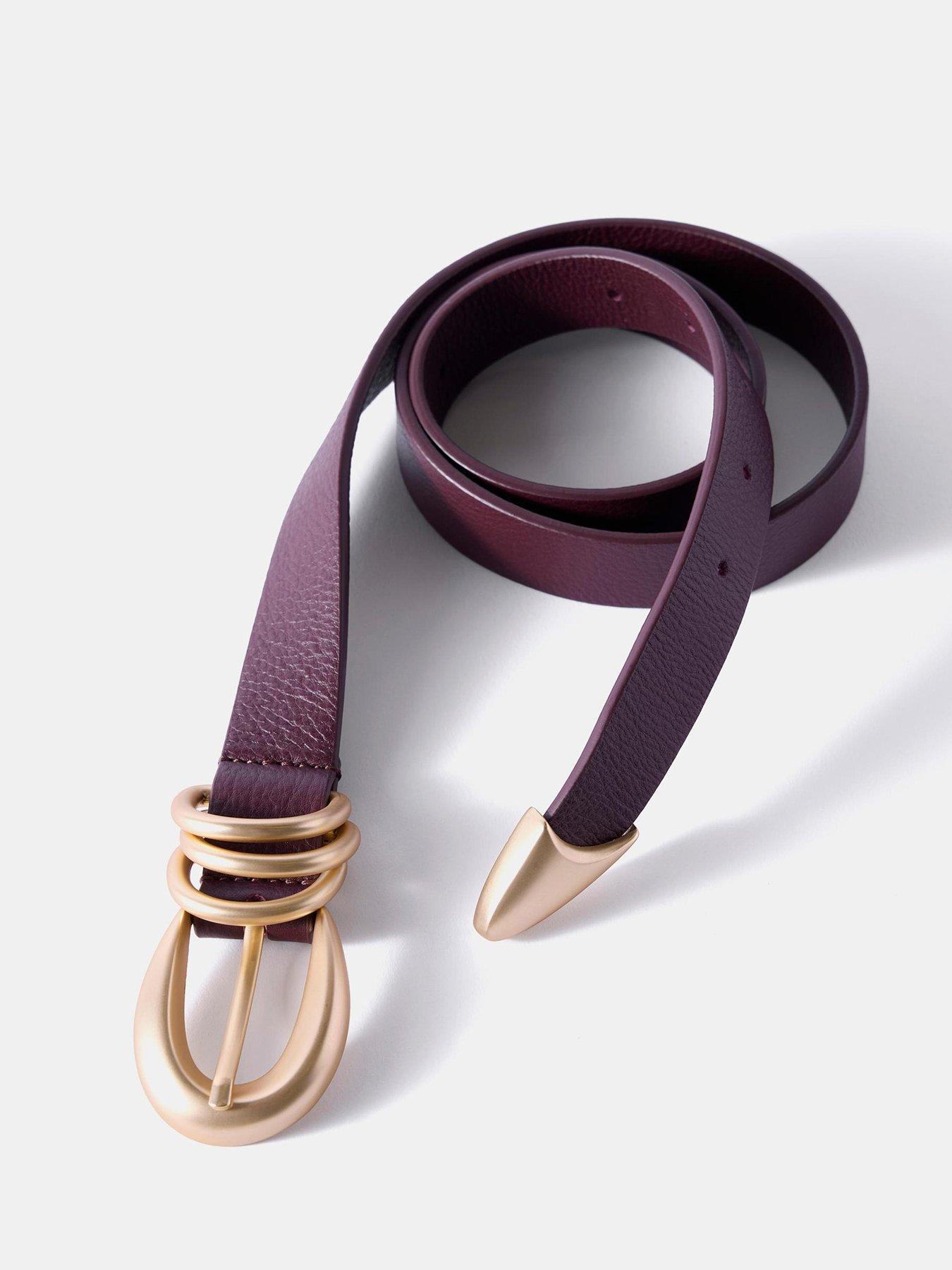  image of mint-velvet-chunky-keeper-buckle-belt-red