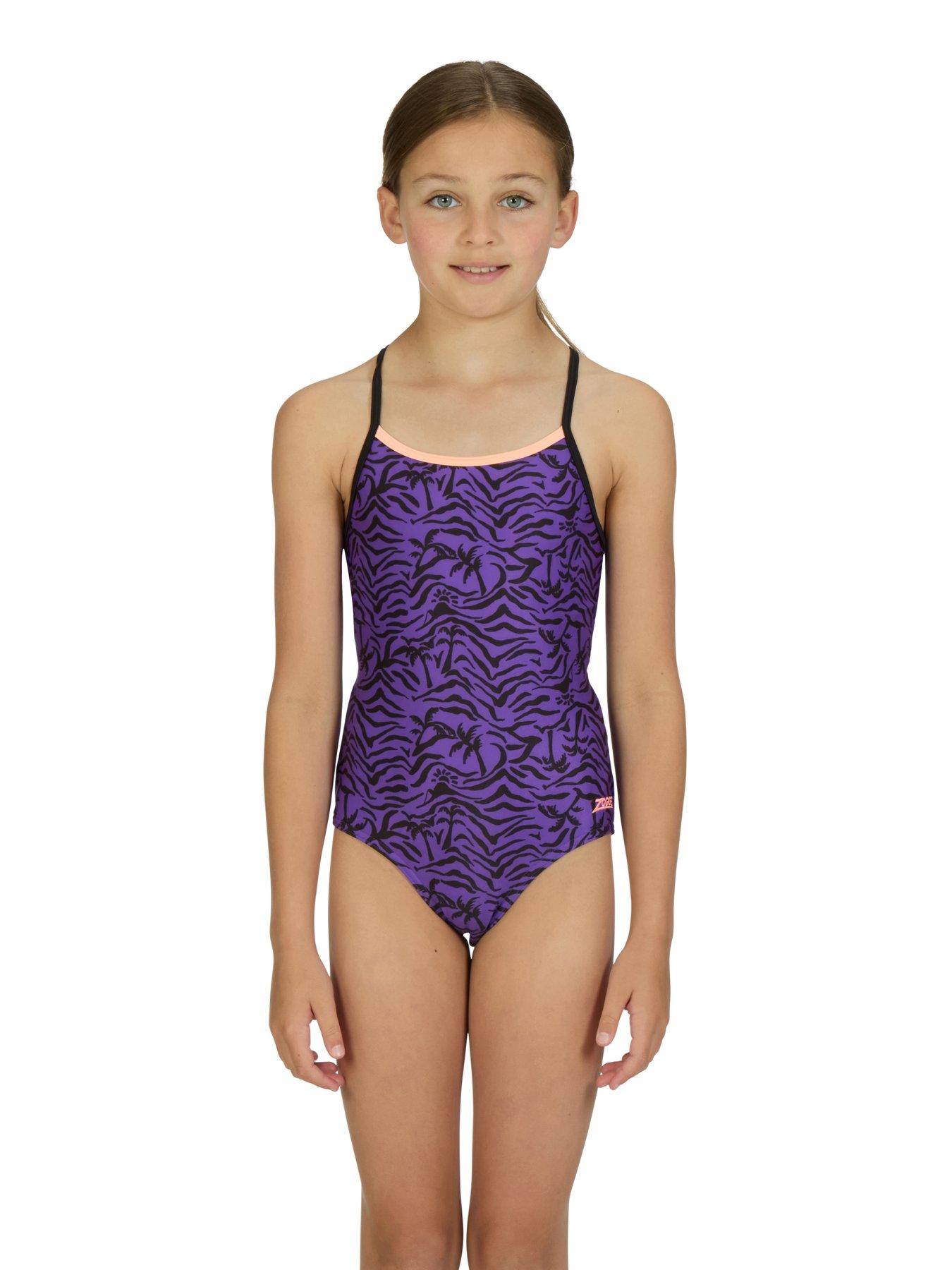  image of zoggs-junior-girls-sprintback-swimsuit-multi