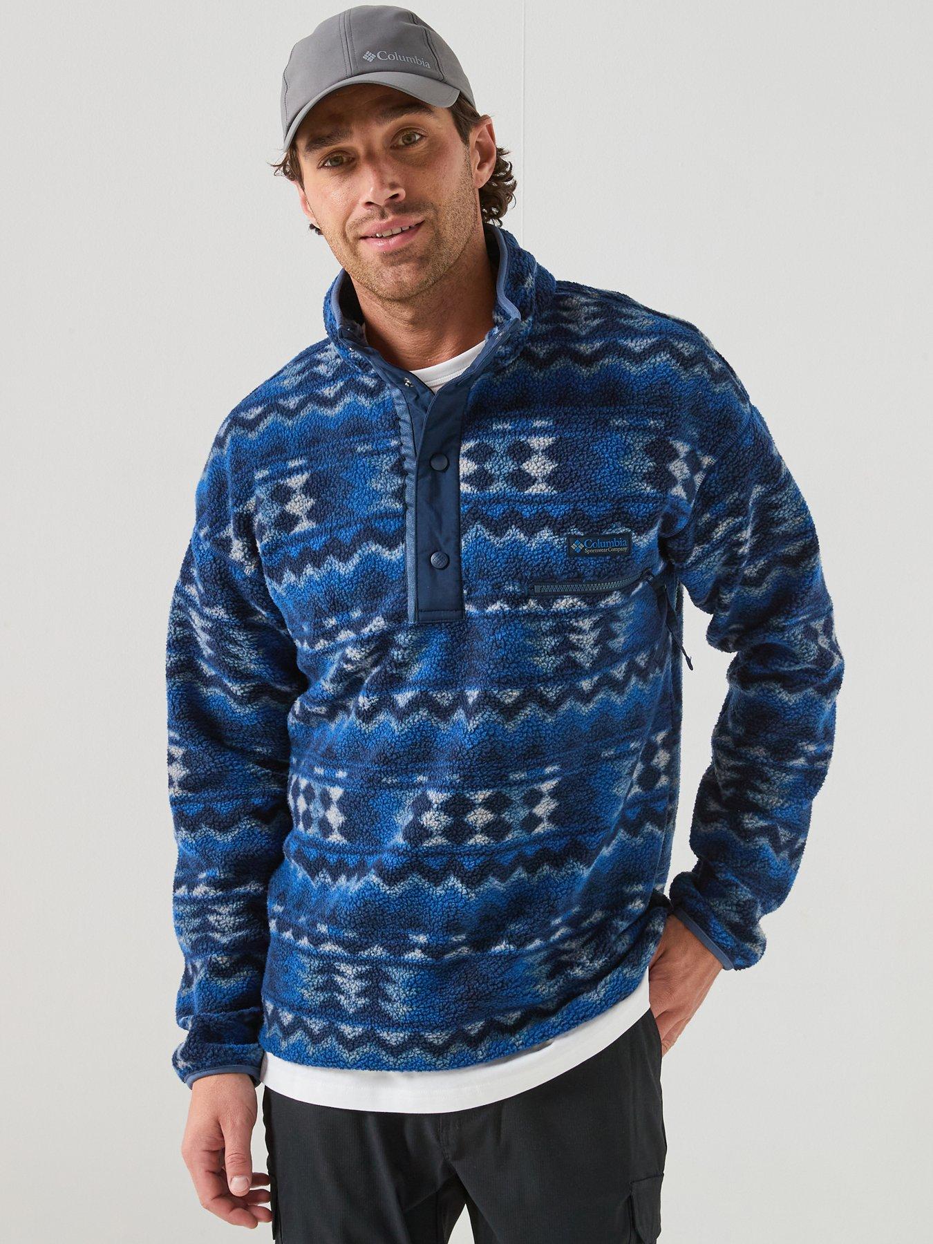 Columbia Mens Helvetia Ii Printed Half Snap Fleece - Blue
