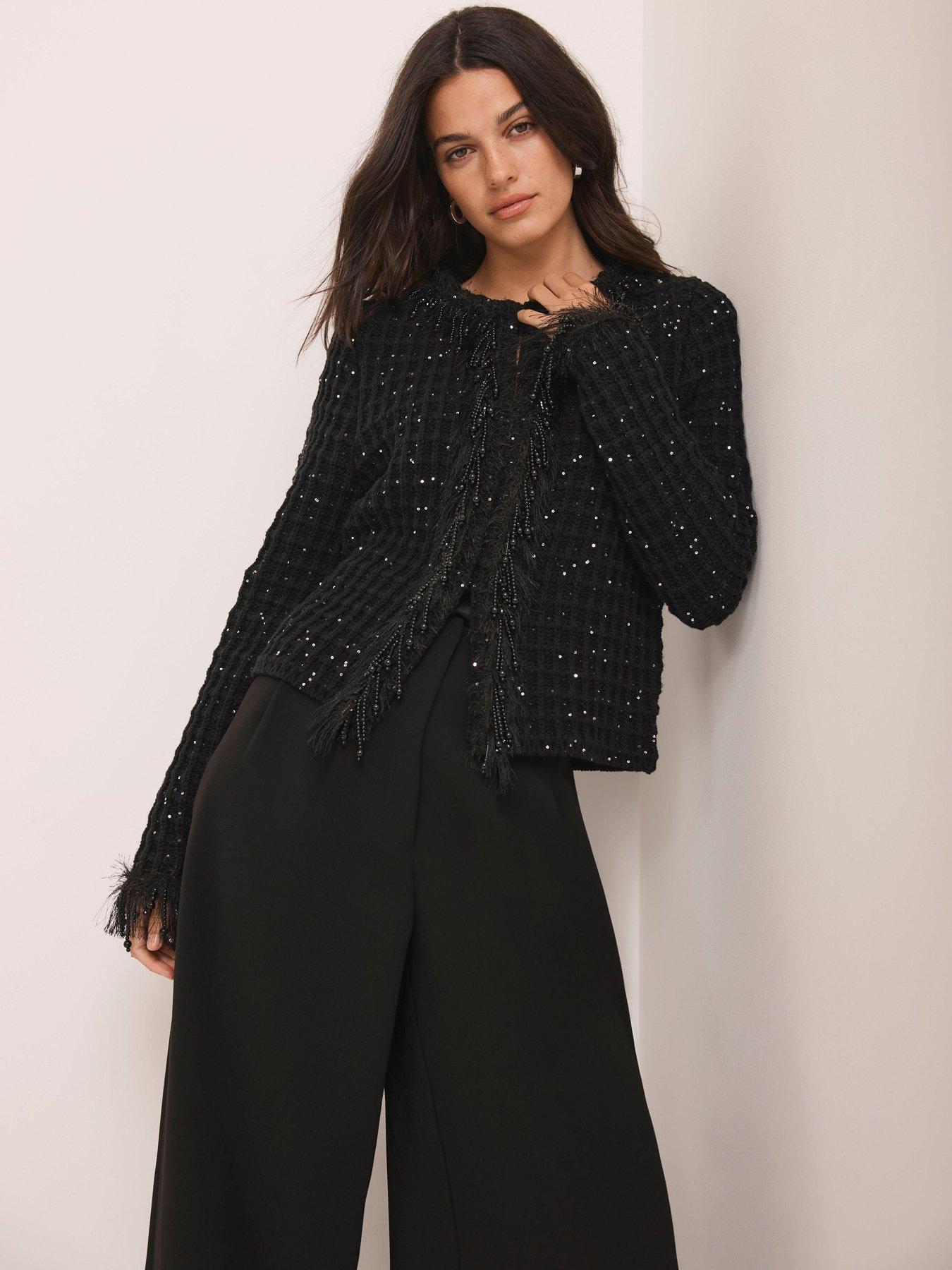 Image 2 of 6 of Mint Velvet Sequin Trim Jacket - Black
