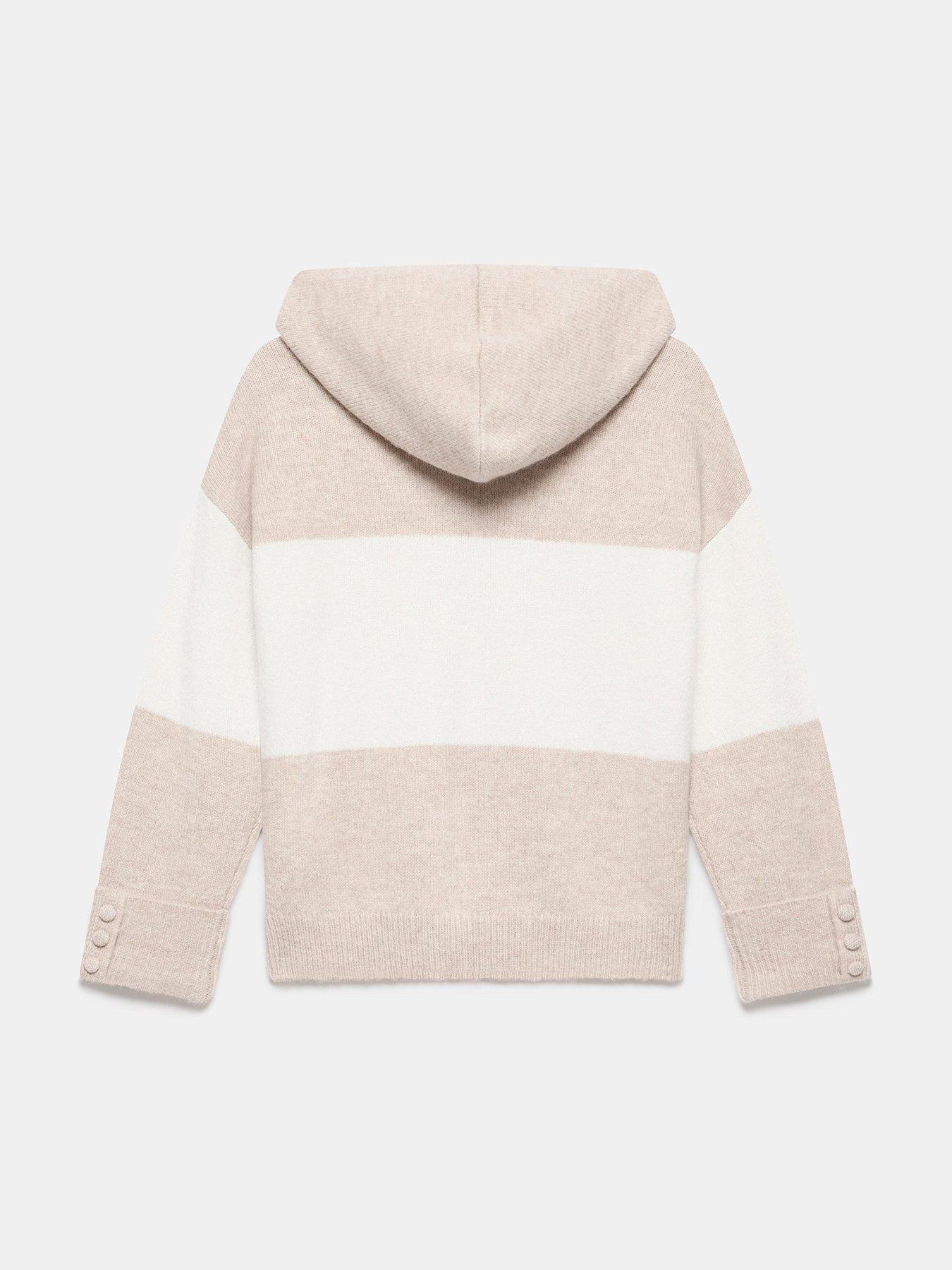  image of mint-velvet-neutral-stripe-scarf-hoodie-cream