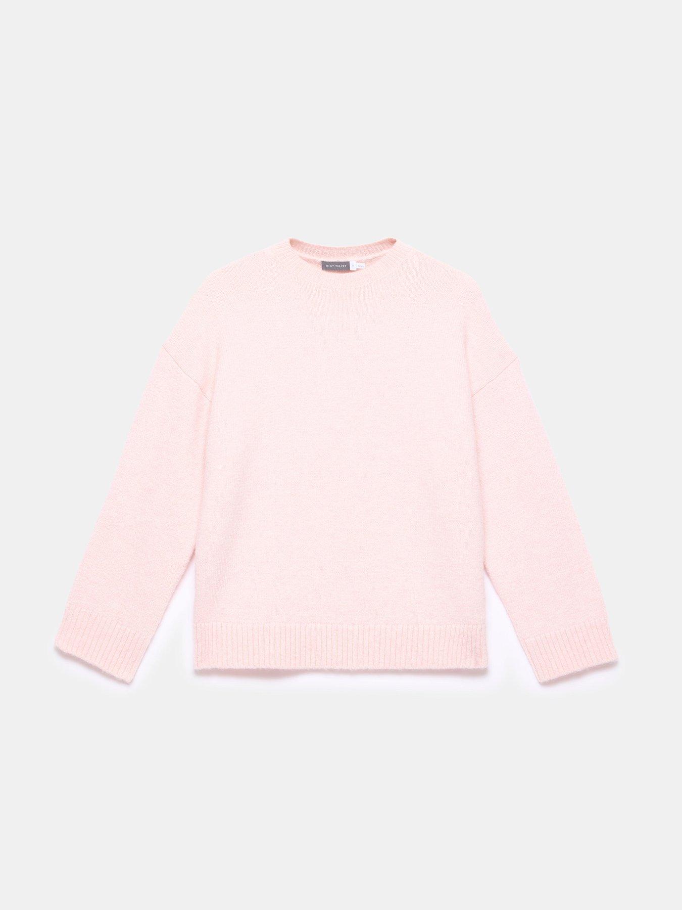  image of mint-velvet-crew-longline-jumper-pink