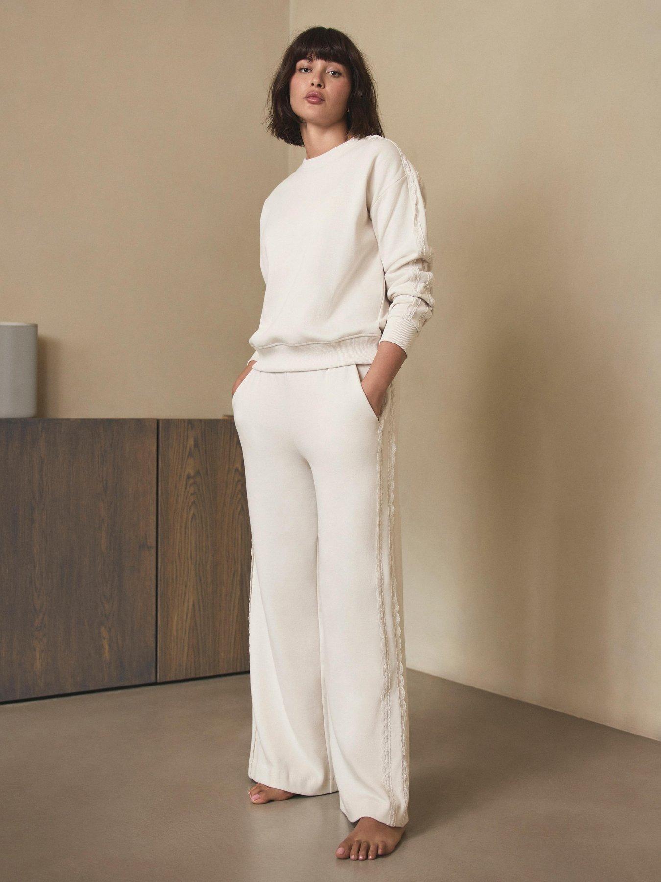 Mint Velvet Lace Side Stripe Joggers - Cream