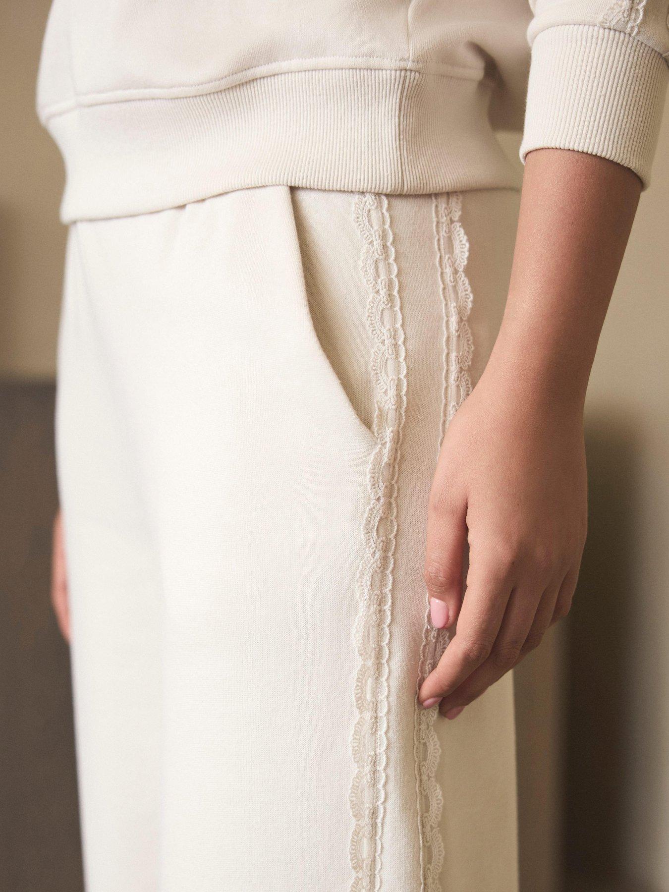  image of mint-velvet-lace-side-stripe-joggers-cream