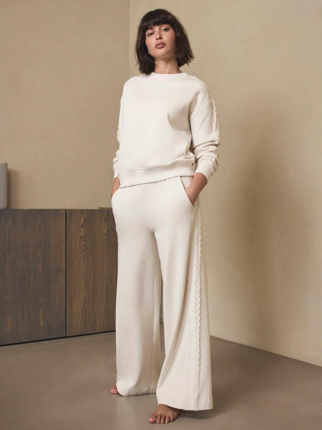  image of mint-velvet-lace-side-stripe-joggers-cream