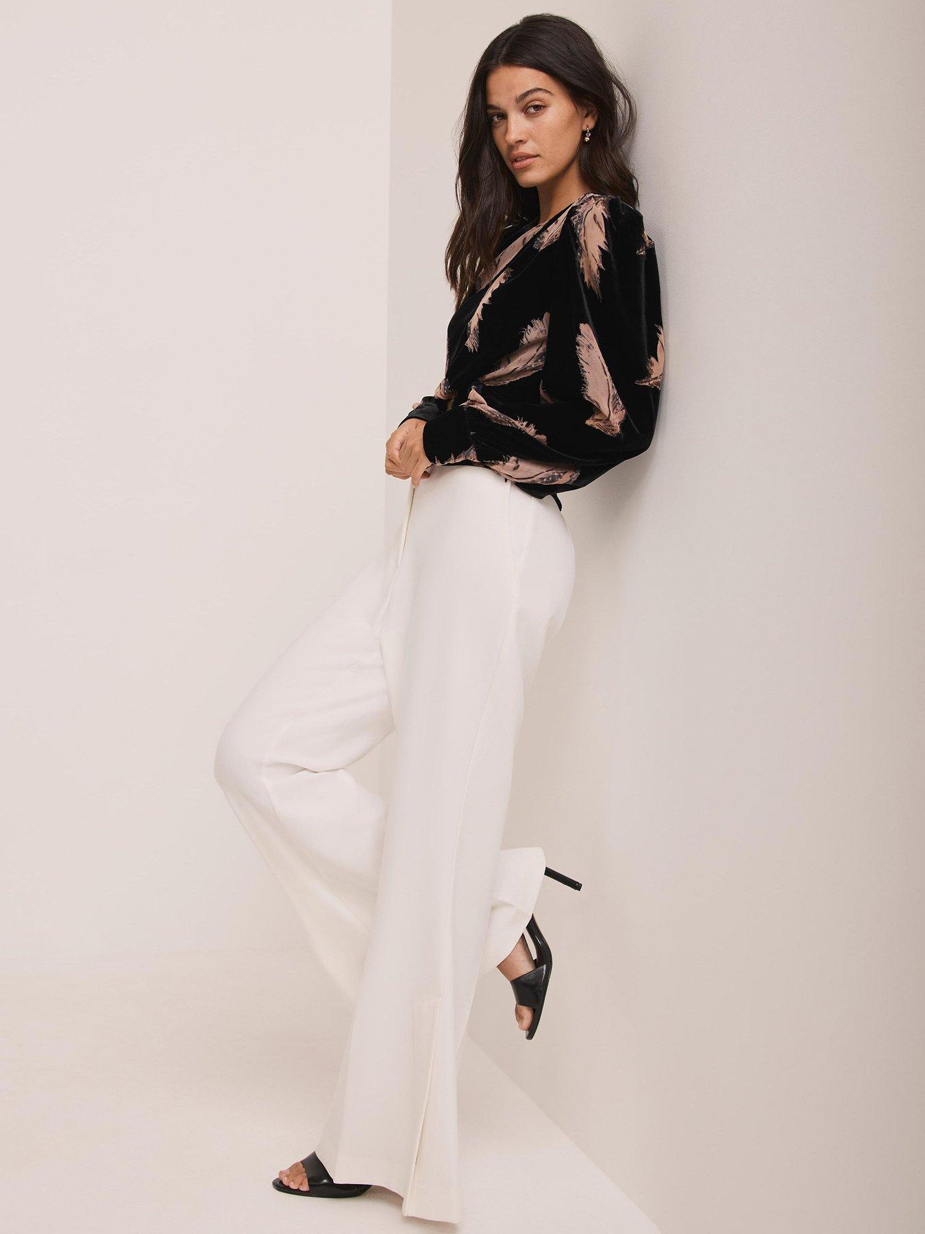  image of mint-velvet-feather-print-top-black