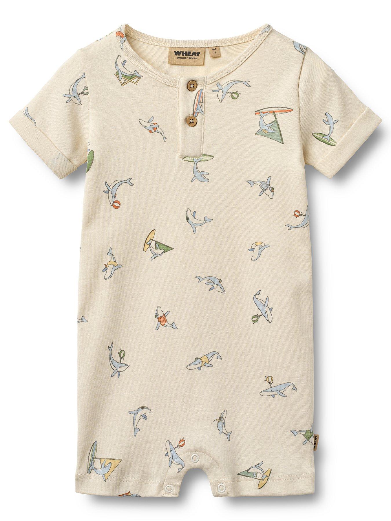 Image 1 of 3 of Wheat Baby Boys Printed Shorty Romper - Cream