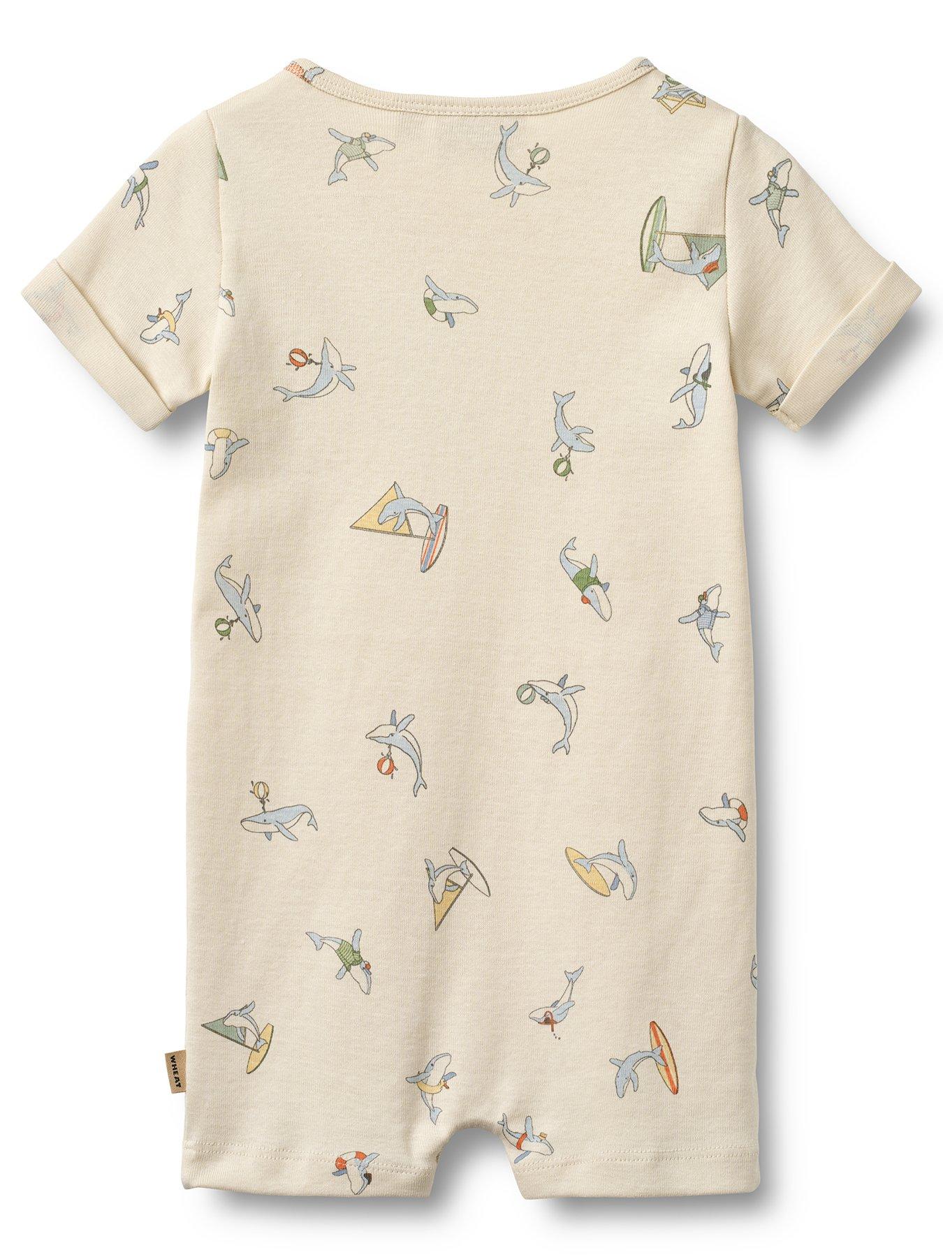 Image 2 of 3 of Wheat Baby Boys Printed Shorty Romper - Cream
