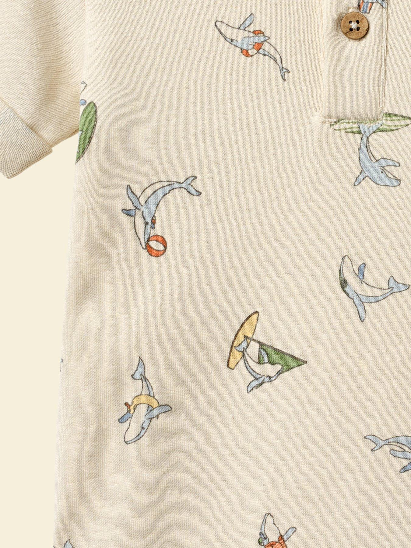 Image 3 of 3 of Wheat Baby Boys Printed Shorty Romper - Cream