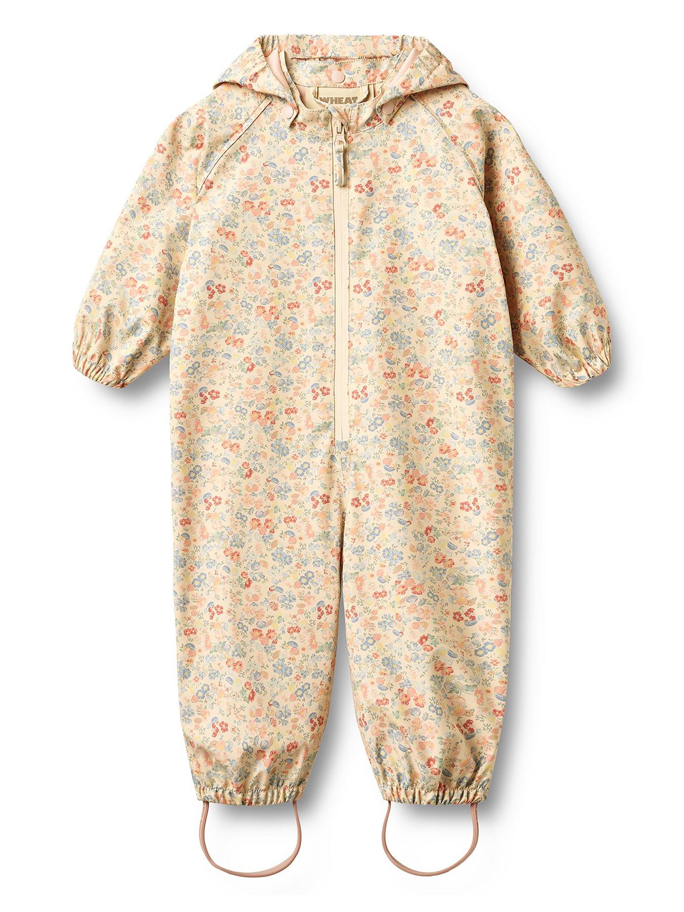 Wheat Girls Mika Flowers  &  Seashell Printed Rainsuit - Pink