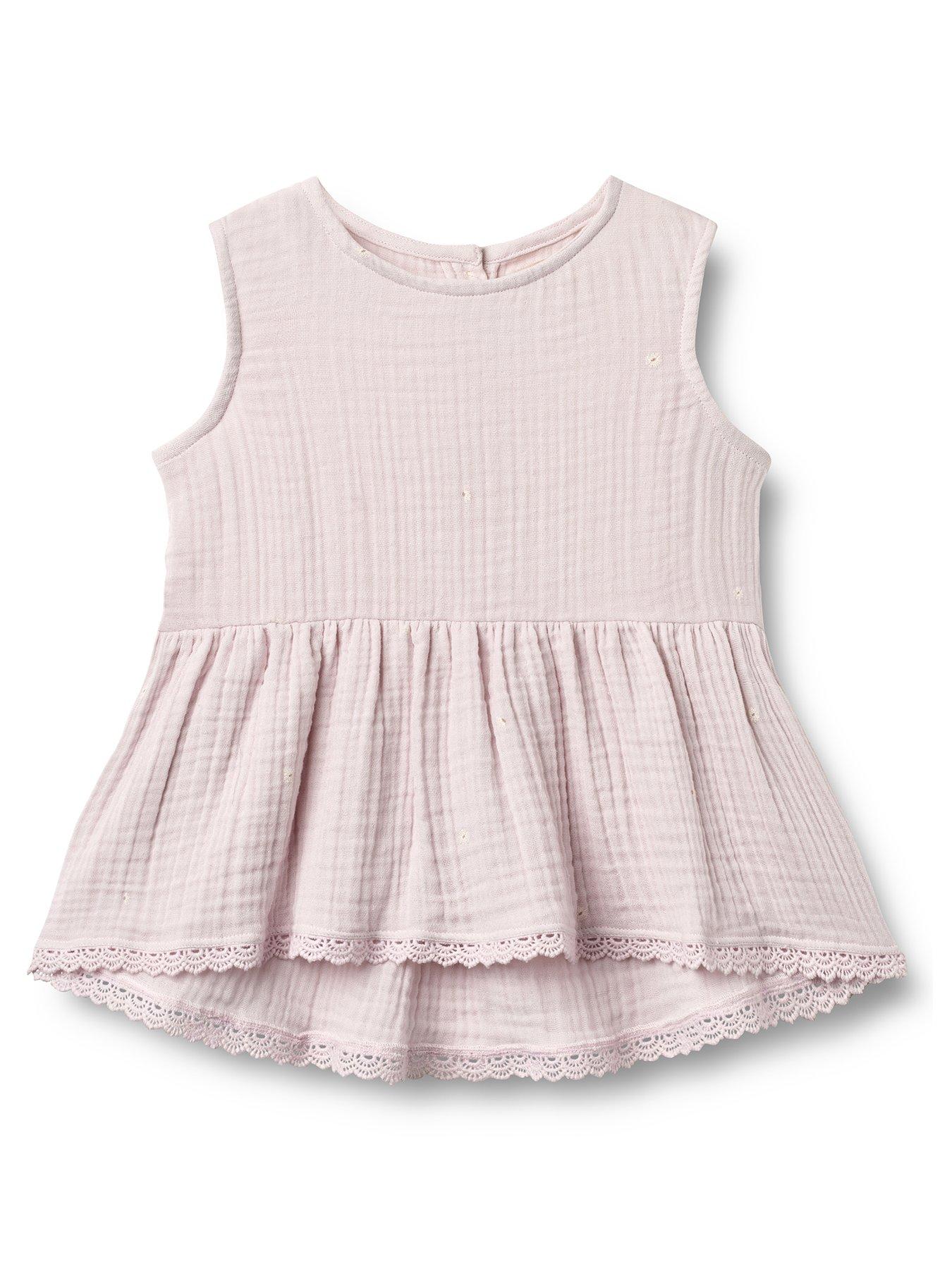 Wheat Girls Cheesecloth Co-ord Sleeveless Blouse - Purple