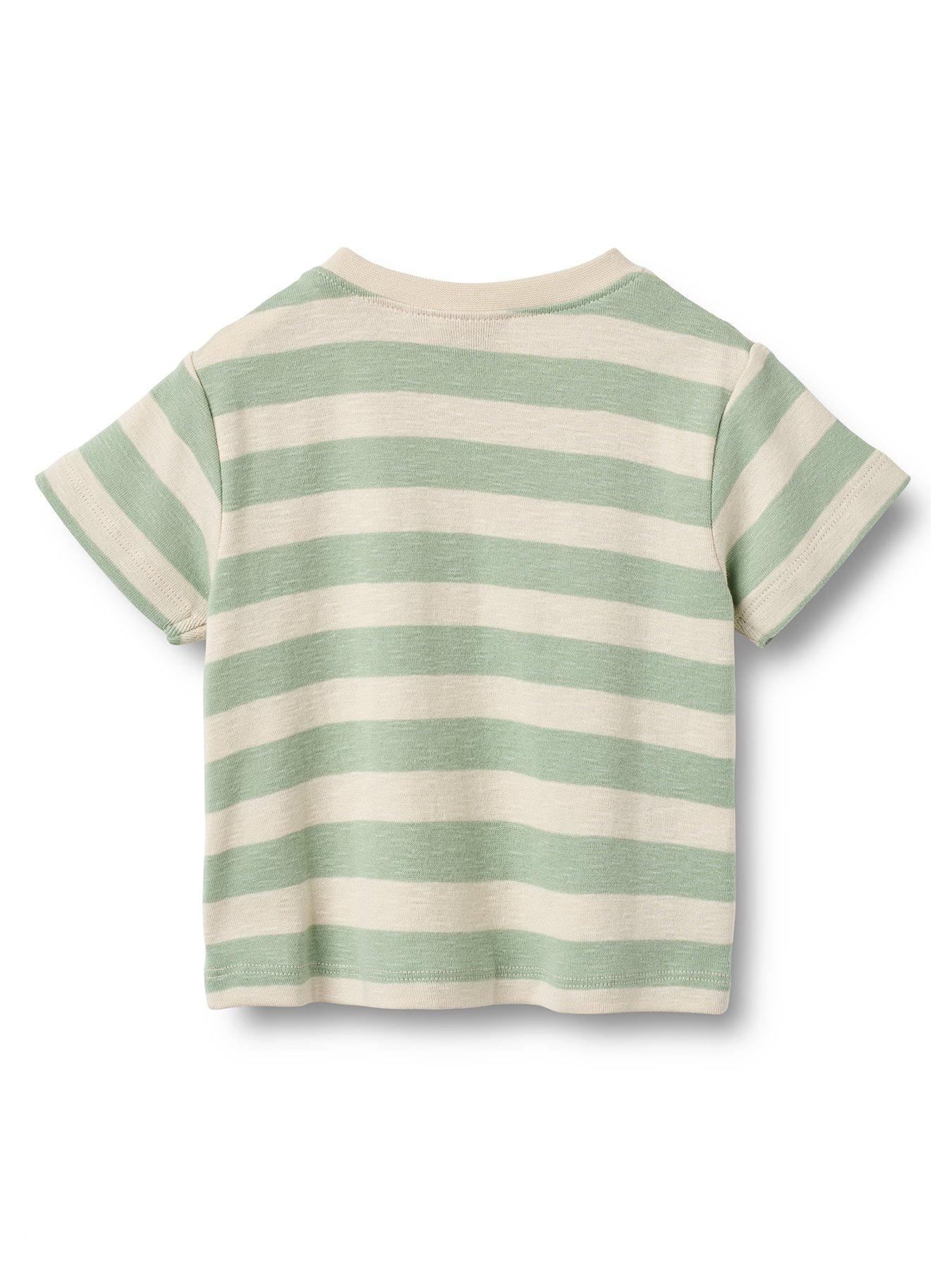 Image 2 of 3 of Wheat Baby Boys Sibling Liam Stripe Short Sleeve Tshirt - Green