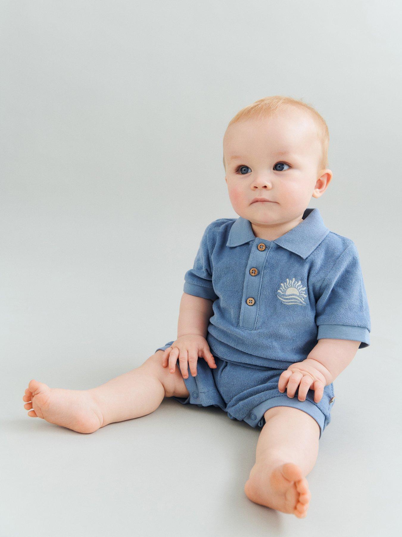 Image 1 of 4 of Wheat Baby Boys Shorty Romper - Blue