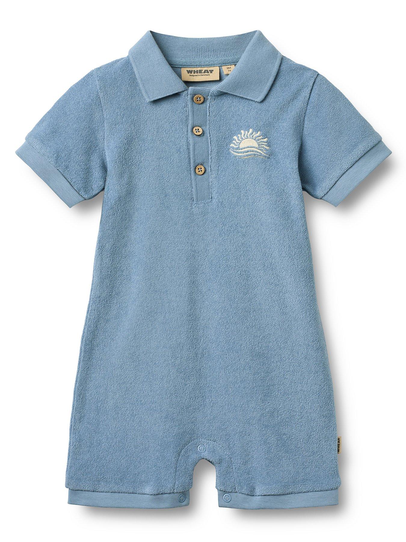 Image 2 of 4 of Wheat Baby Boys Shorty Romper - Blue