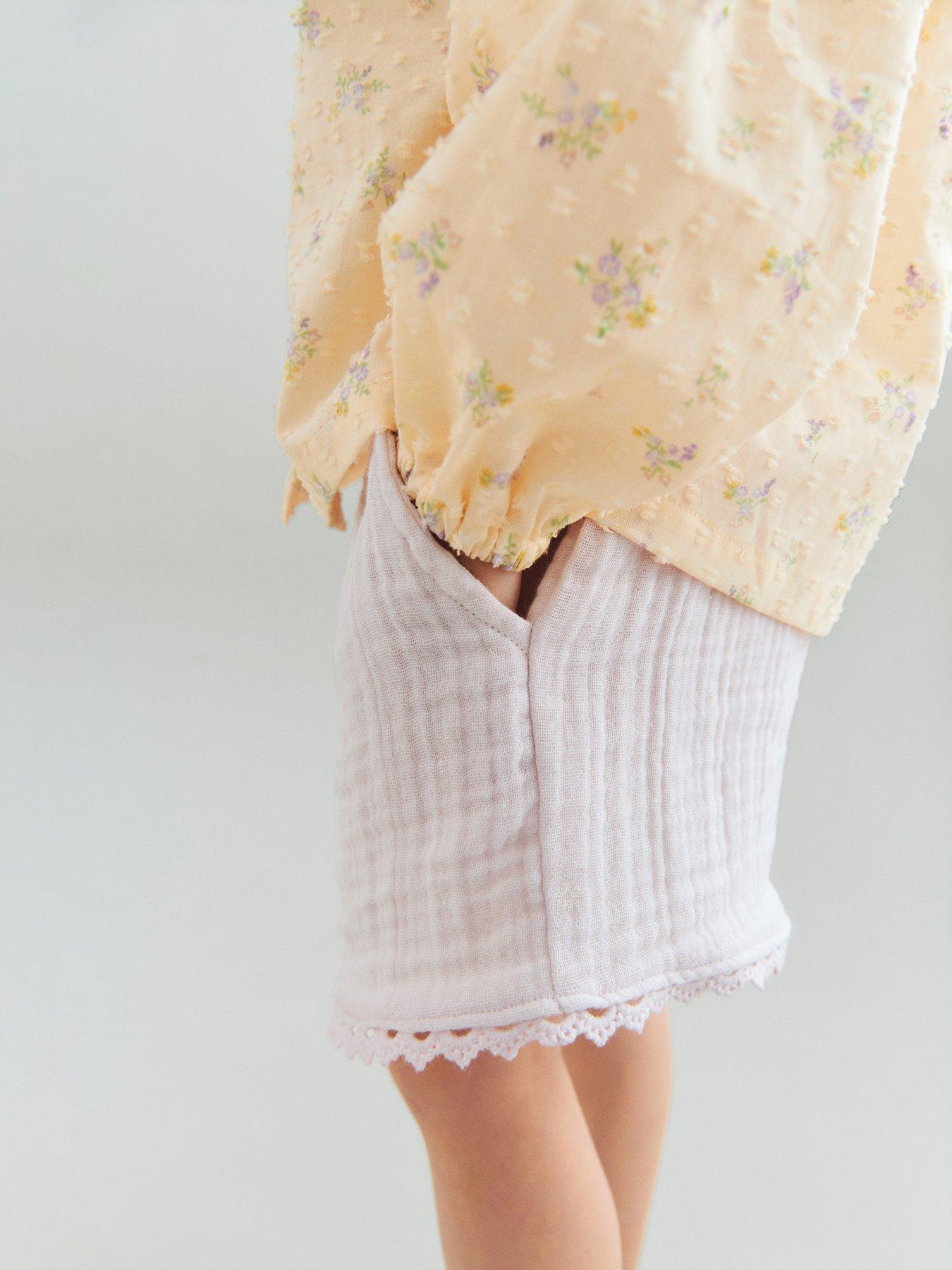 Image 5 of 5 of Wheat Girls Cheesecloth Co-ord Shorts - Purple - Purple