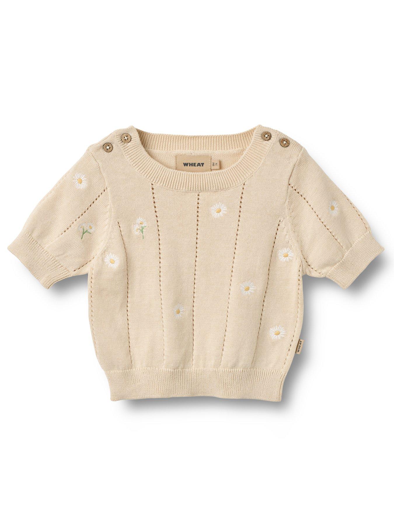 Wheat Baby Girls Malvina Short Sleeve Knitted Top - Beige