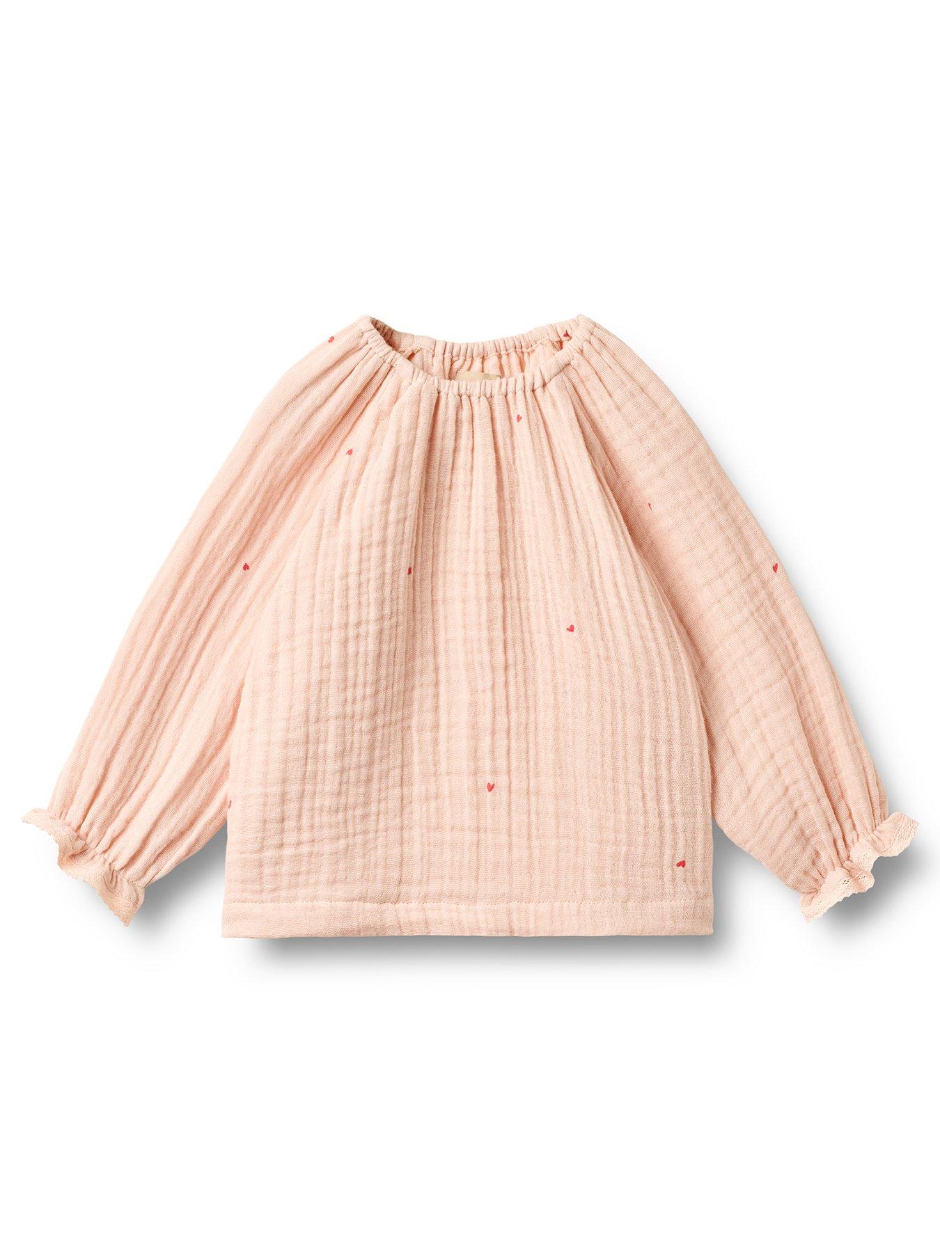 Wheat Baby Girls Long Sleeve Cheesecloth Co-ord Blouse - Pink