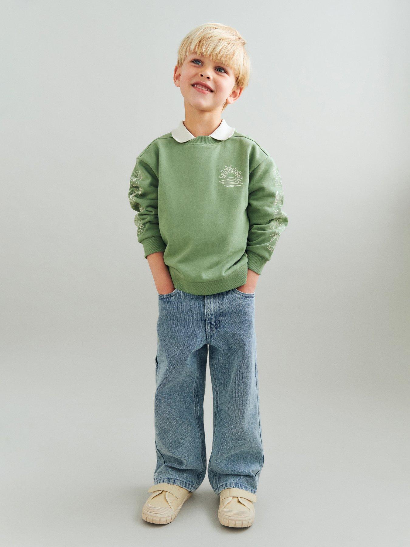 Wheat Boys Sibling Printed Sweat - Green