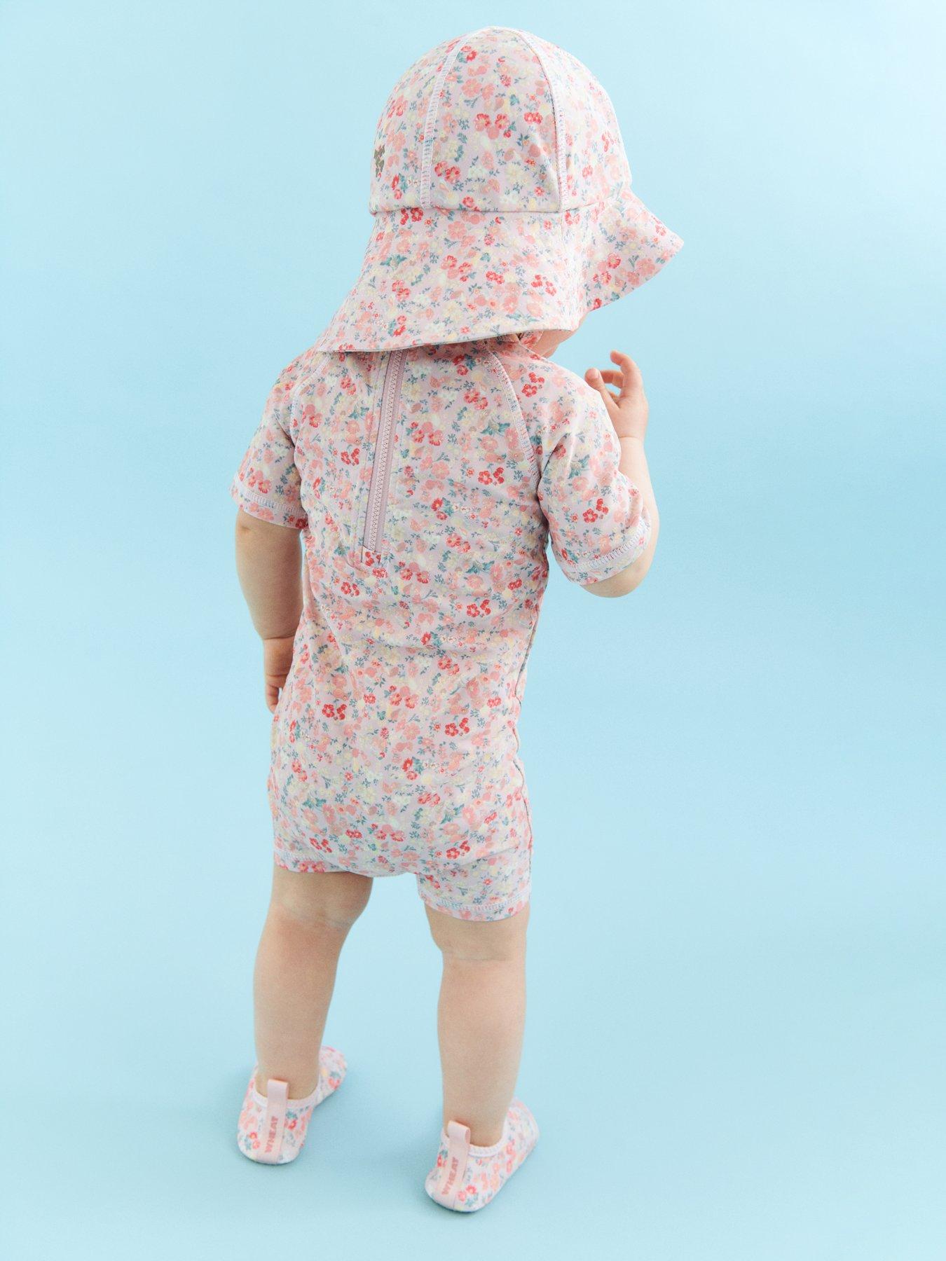 Wheat Baby Girls Floral Short Sleeve Rashsuit - Pink